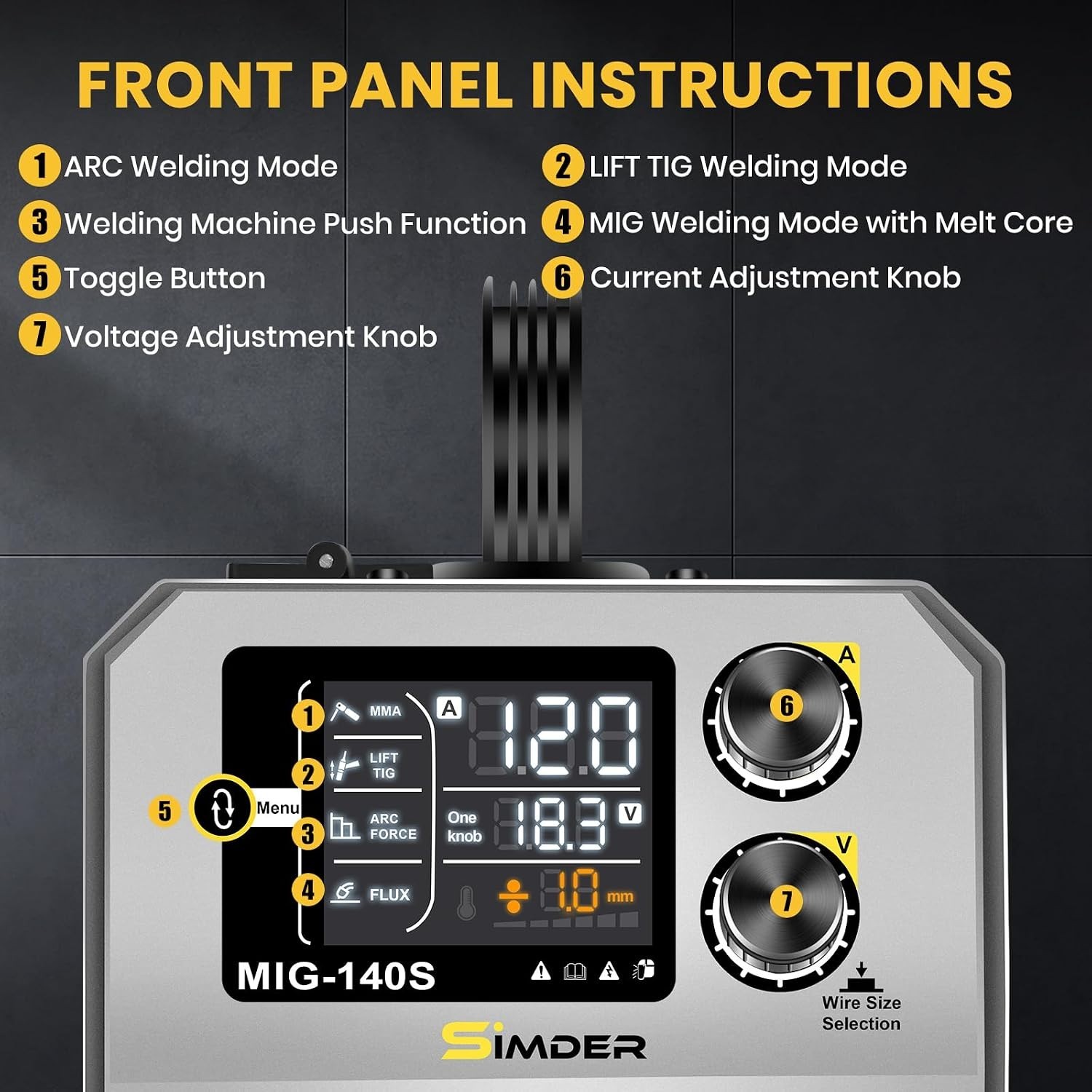 3 IN 1 Welder 140A Gasless Flux MIG/Lift Tig/Stick Welding Machine 110V Inverter