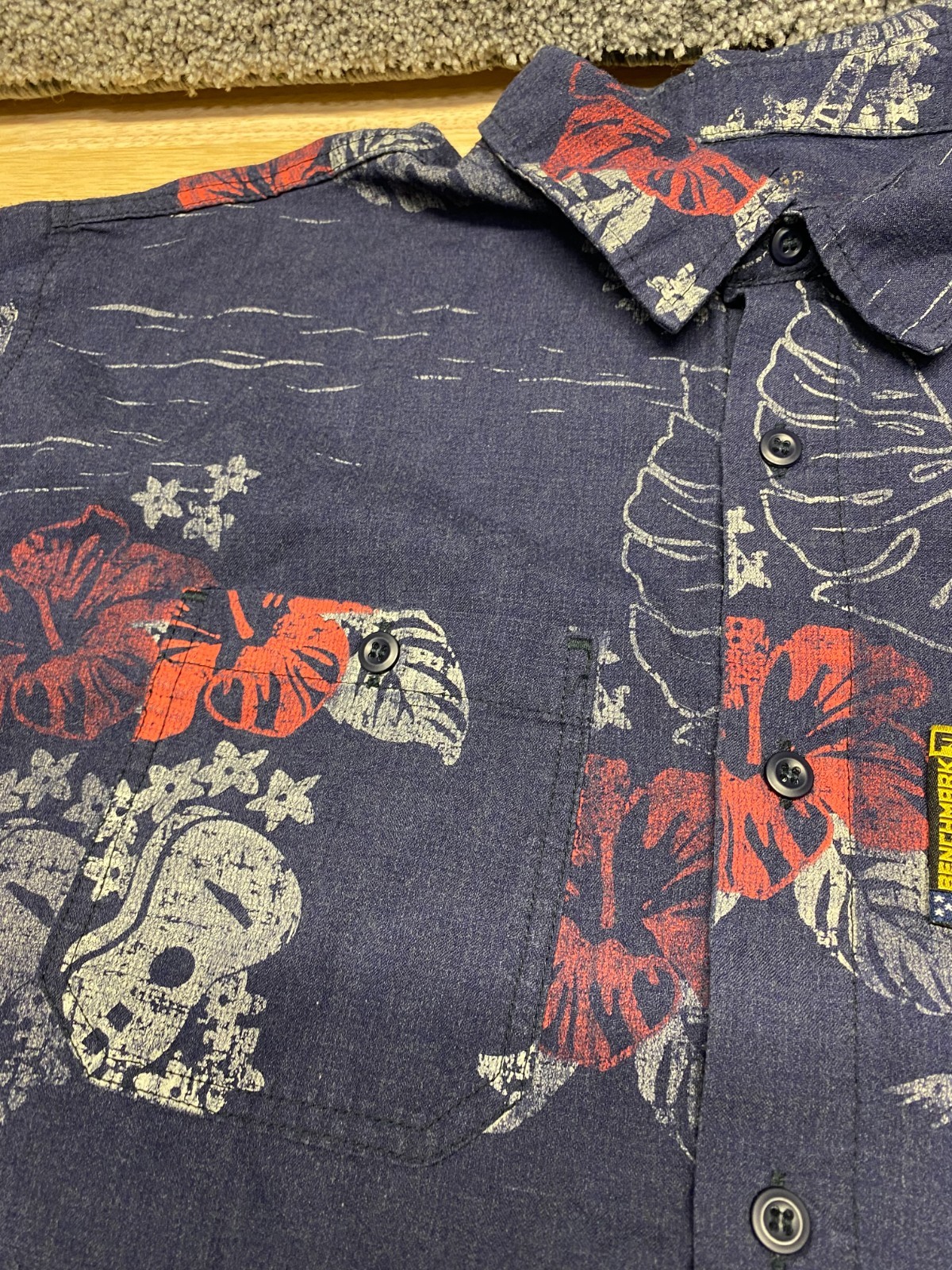 Benchmark FR Mens 3XL Floral Aloha Hawaiian Button Up Shirt Made In The USA