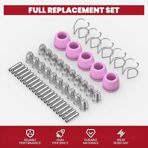 Plasma Cutter Consumables Kit 50pcs – Cutting Torch Tips & Nozzles for BTC500DP,