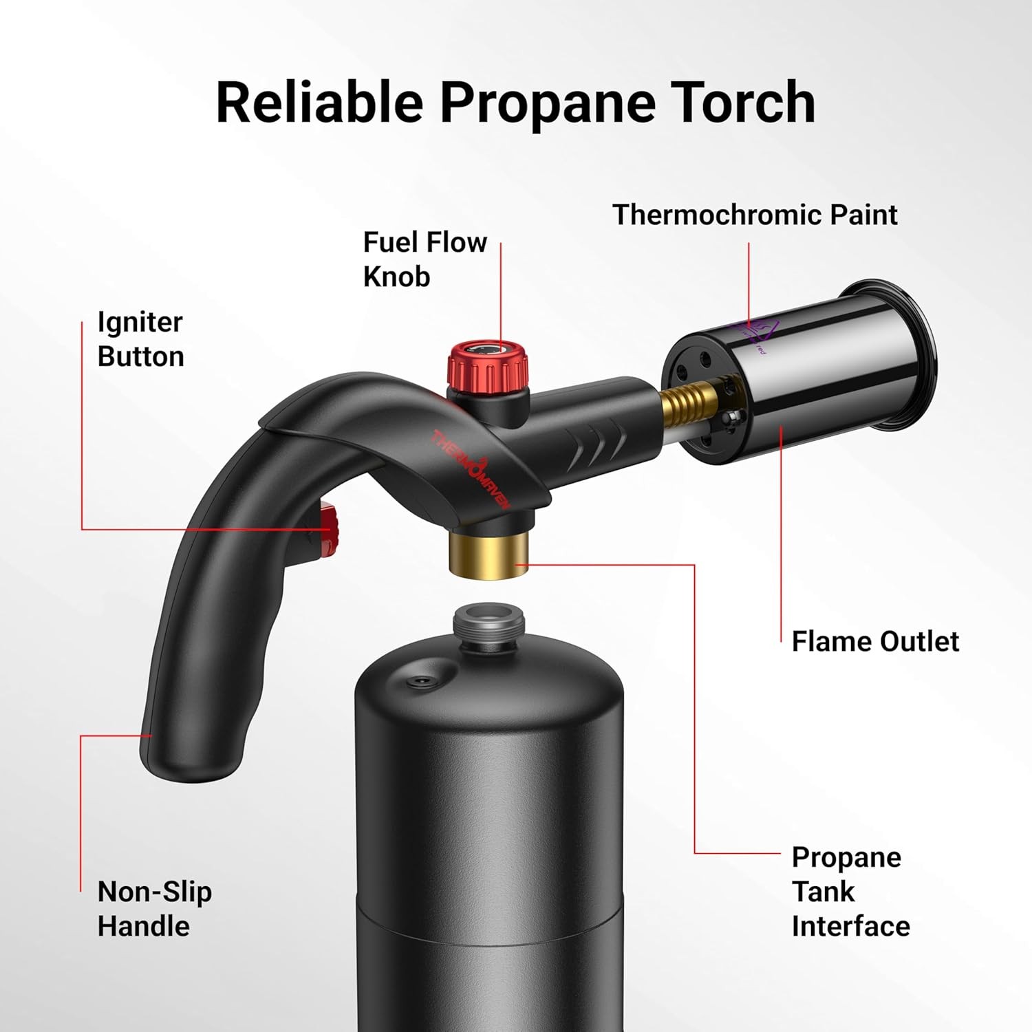 Powerful Propane Torch, Kitchen Cooking Culinary Torch Lighter, Black