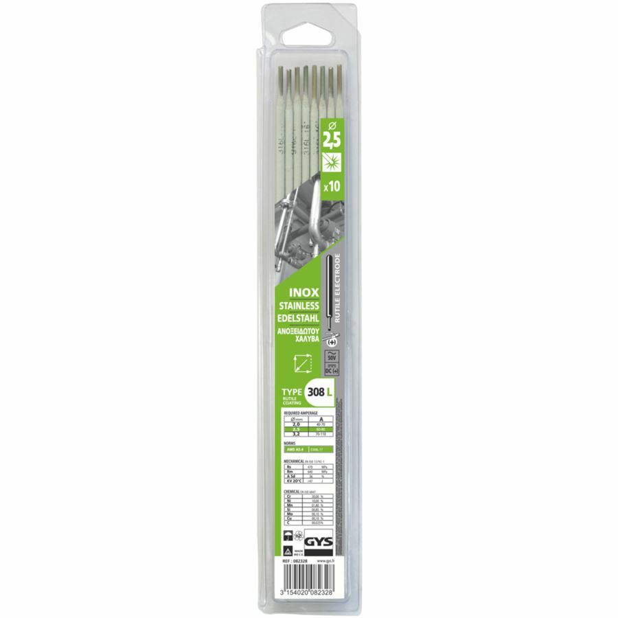 GYS 10x Edelstahl INOX 308L Stabelektroden Schweisselektroden 2,5mm 082328