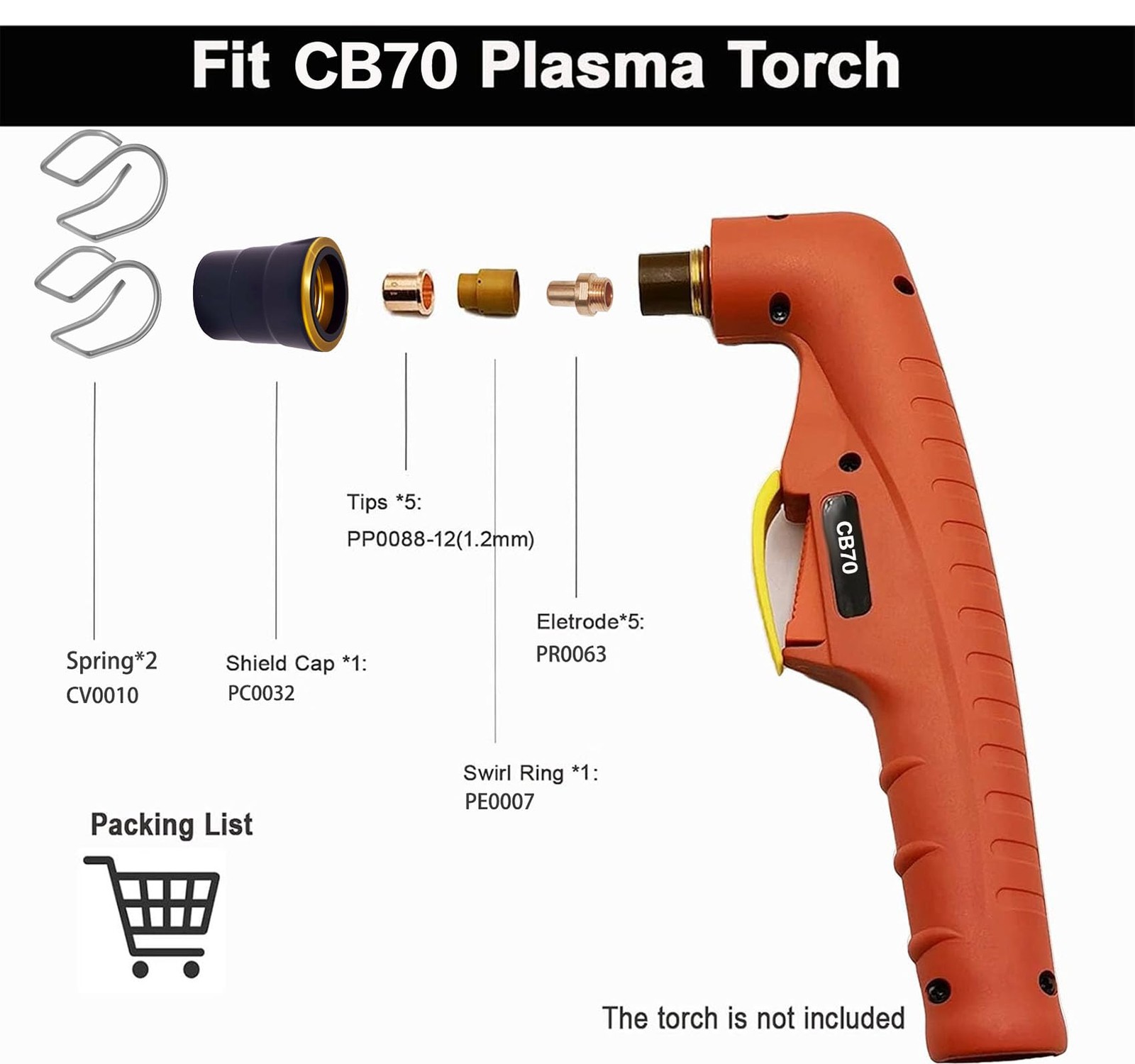 Plasma Cutter Consumable Kit for Eastwood Versa-Cut 60 Torch Trafimet CB70 Pl…