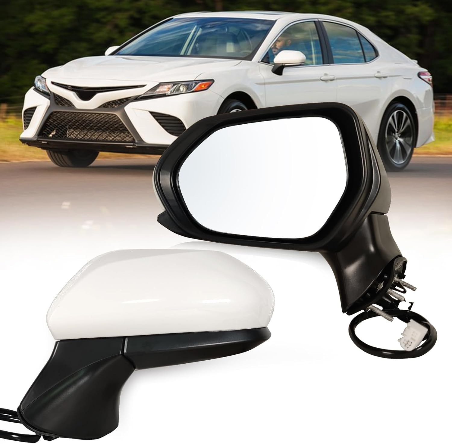 Left Driver Side Mirror Fits 2018-2024 Toyota Camry with Power Glass without Hea