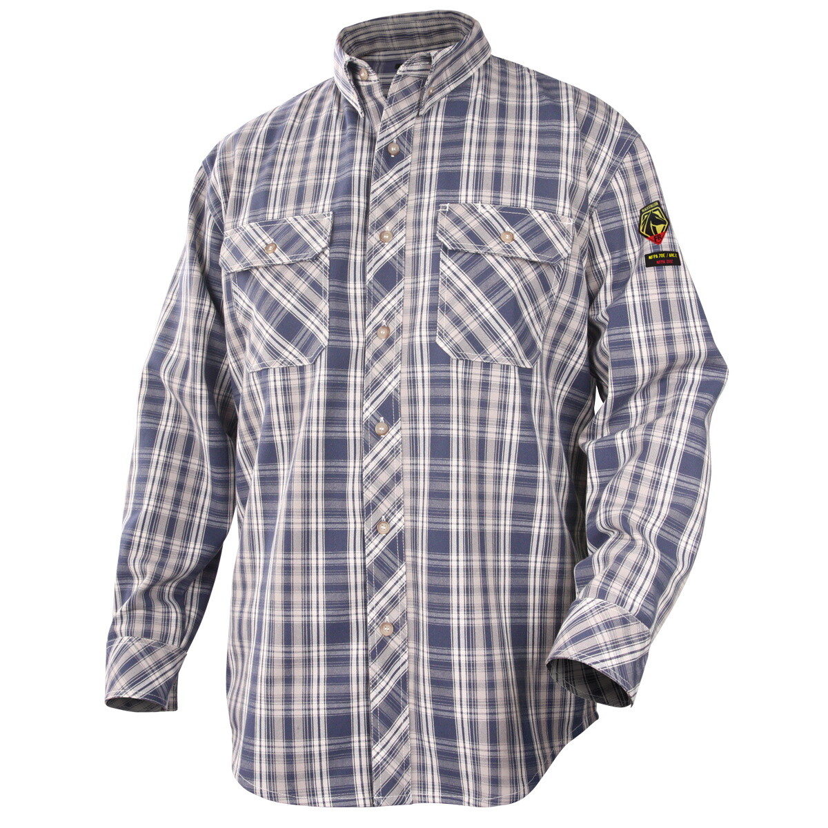 Revco Black Stallion AR/FR Blue Plaid Cotton Work Shirt (WF2110-PB) (Medium)