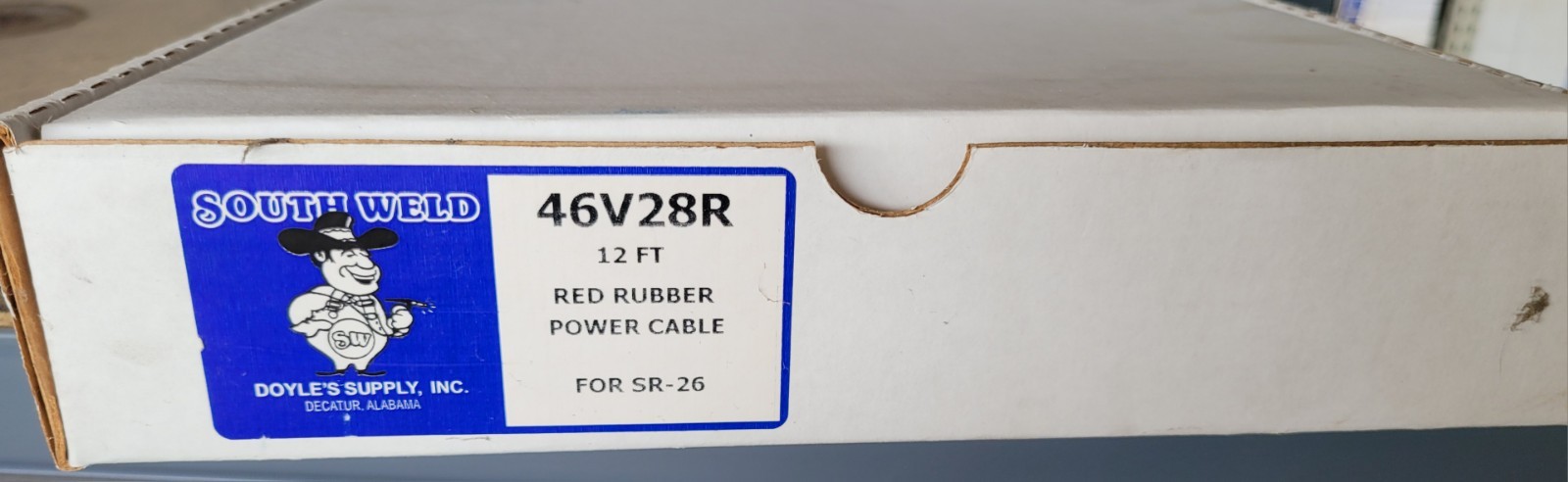 46V28R, TIG, Red Rubber Power Cable for Series 26 Torches, 12 ft, Rubber