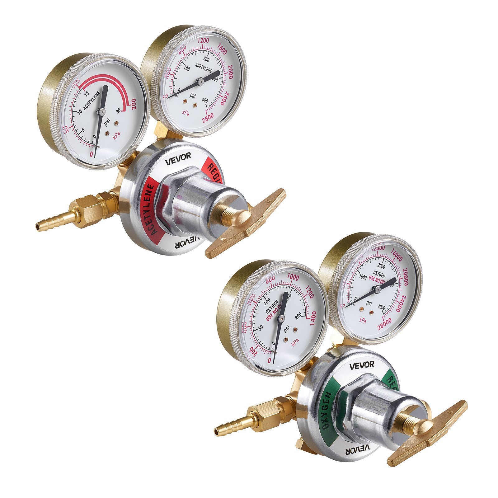 Oxygen Acetylene Regulator Set CGA540 CGA510 Welding Gauges 0-4000 PSI