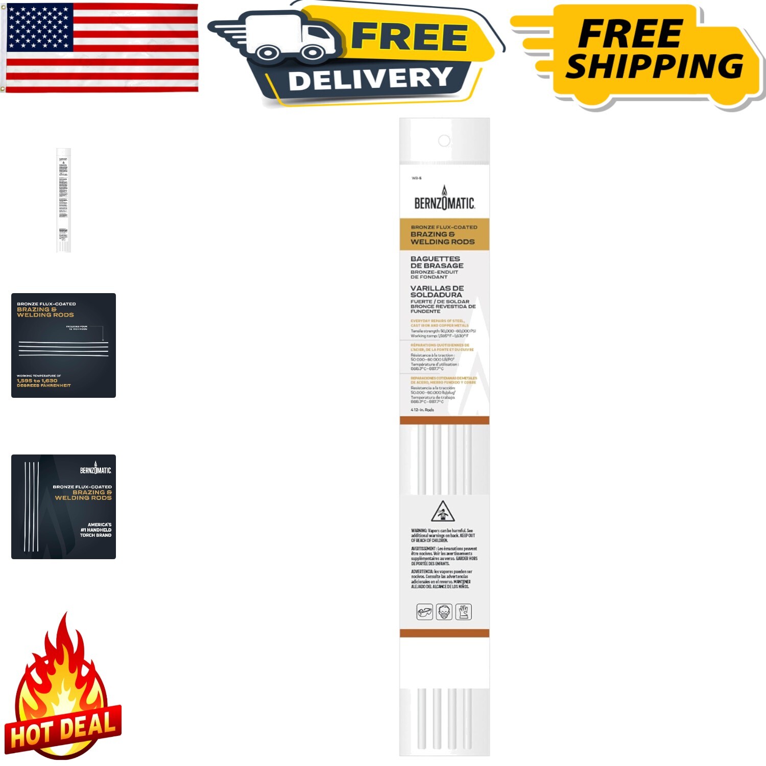 Versatile High Strength Bronze Flux Coated Brazing/Welding Rods – 4-Pack