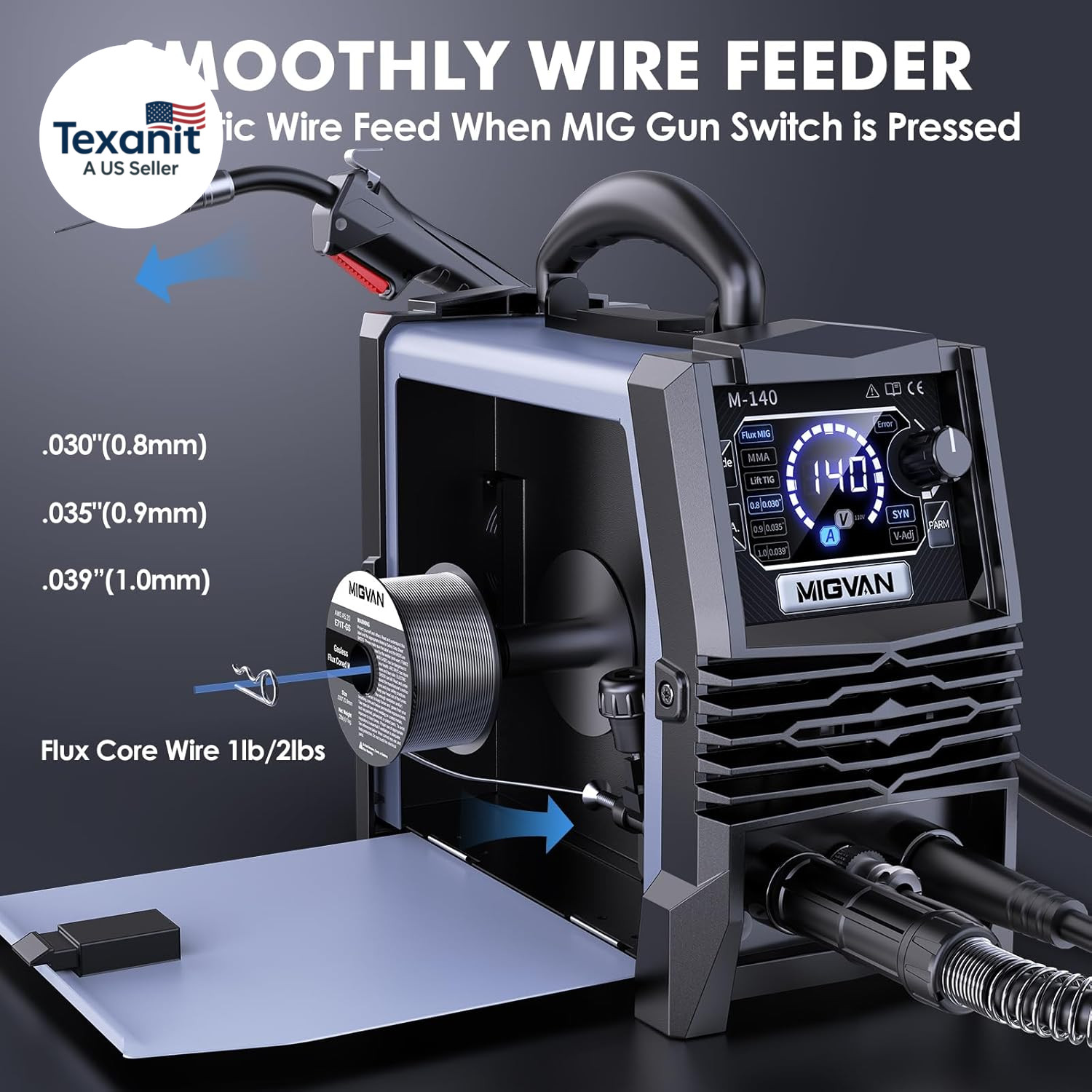 140A MIG Welder, 110V Flux Core Mig/Stick/Lift TIG 3 in 1 Welding Machine with