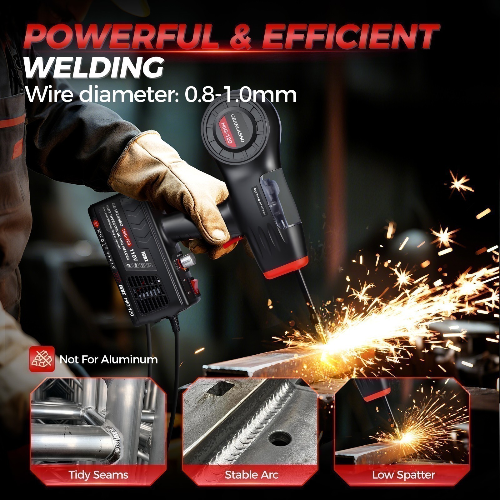 Portable Handheld MIG Welder 120A 110V Gasless Mini Welder Machine MIG-120