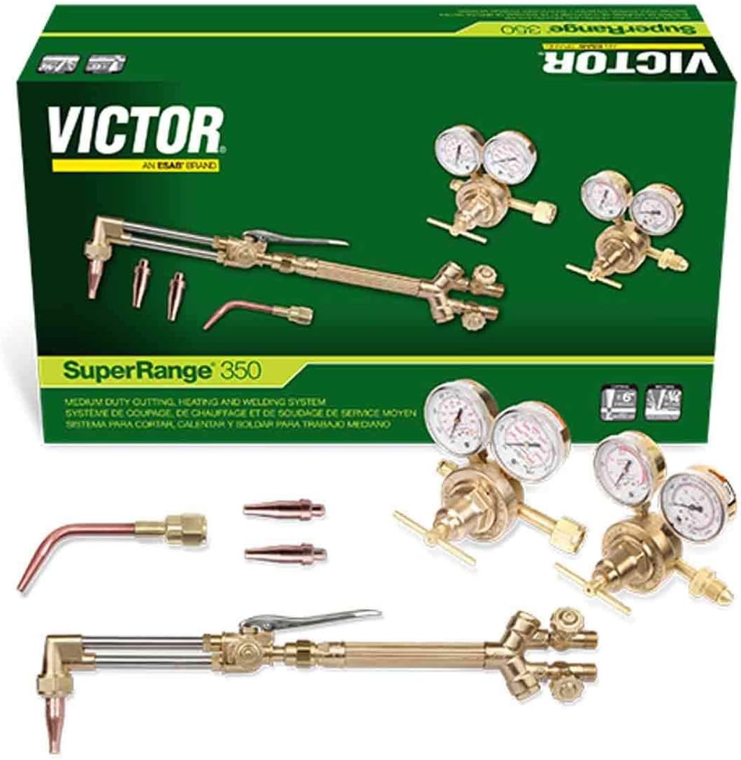 Professional Victor 350 Cutting Torch with Flashback Arrestors and Multiple Tips