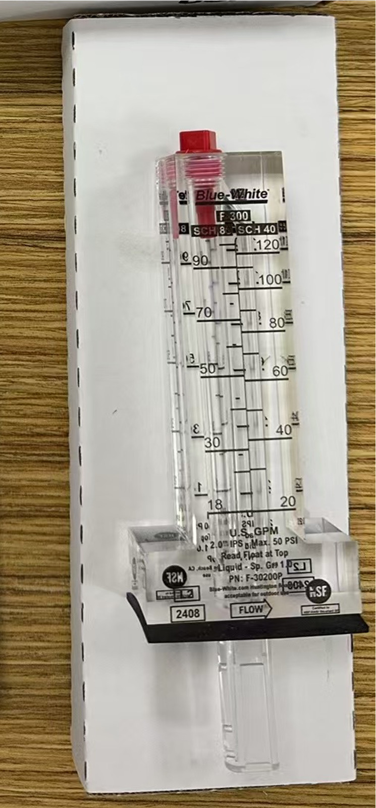 Blue-White Flowmeter for 2 in. PVC Pipe, Horizontal Installation
