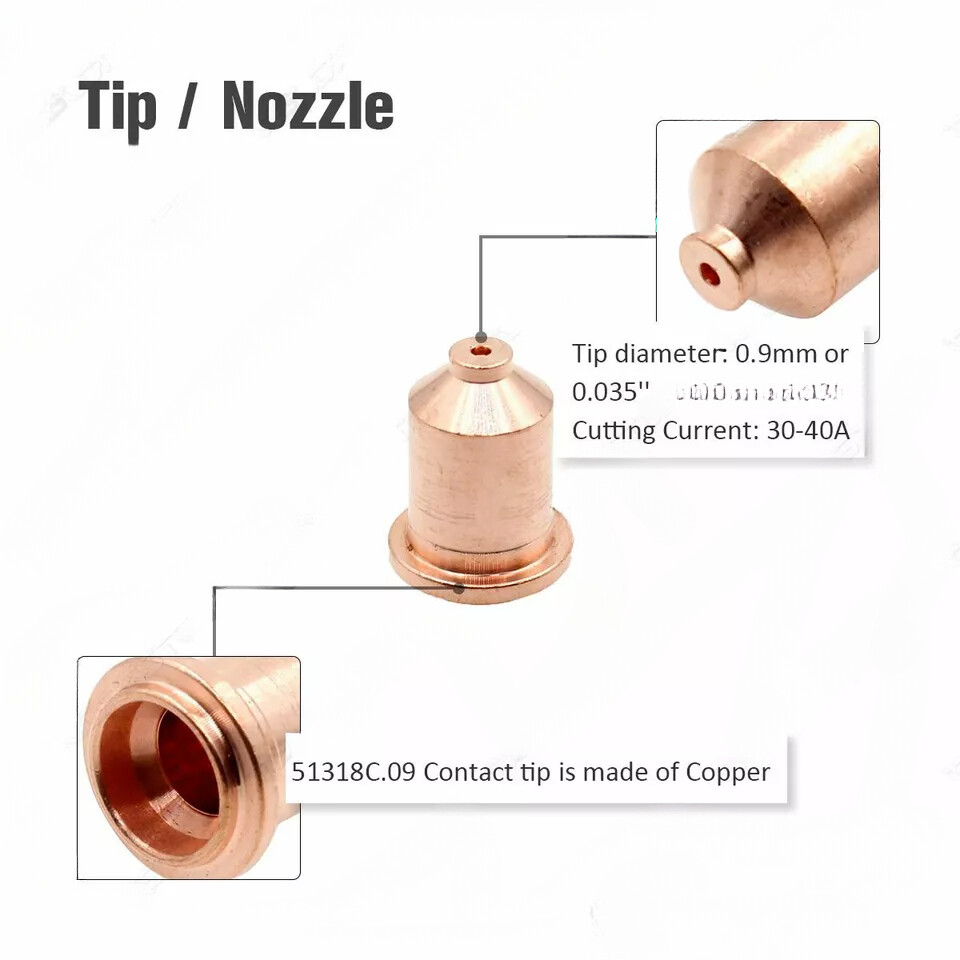 PT60 PT40 iPT-60 iPT-40 Plasma Torch 51318C 50A Shield Contact Tip 0.9mm 5pcs