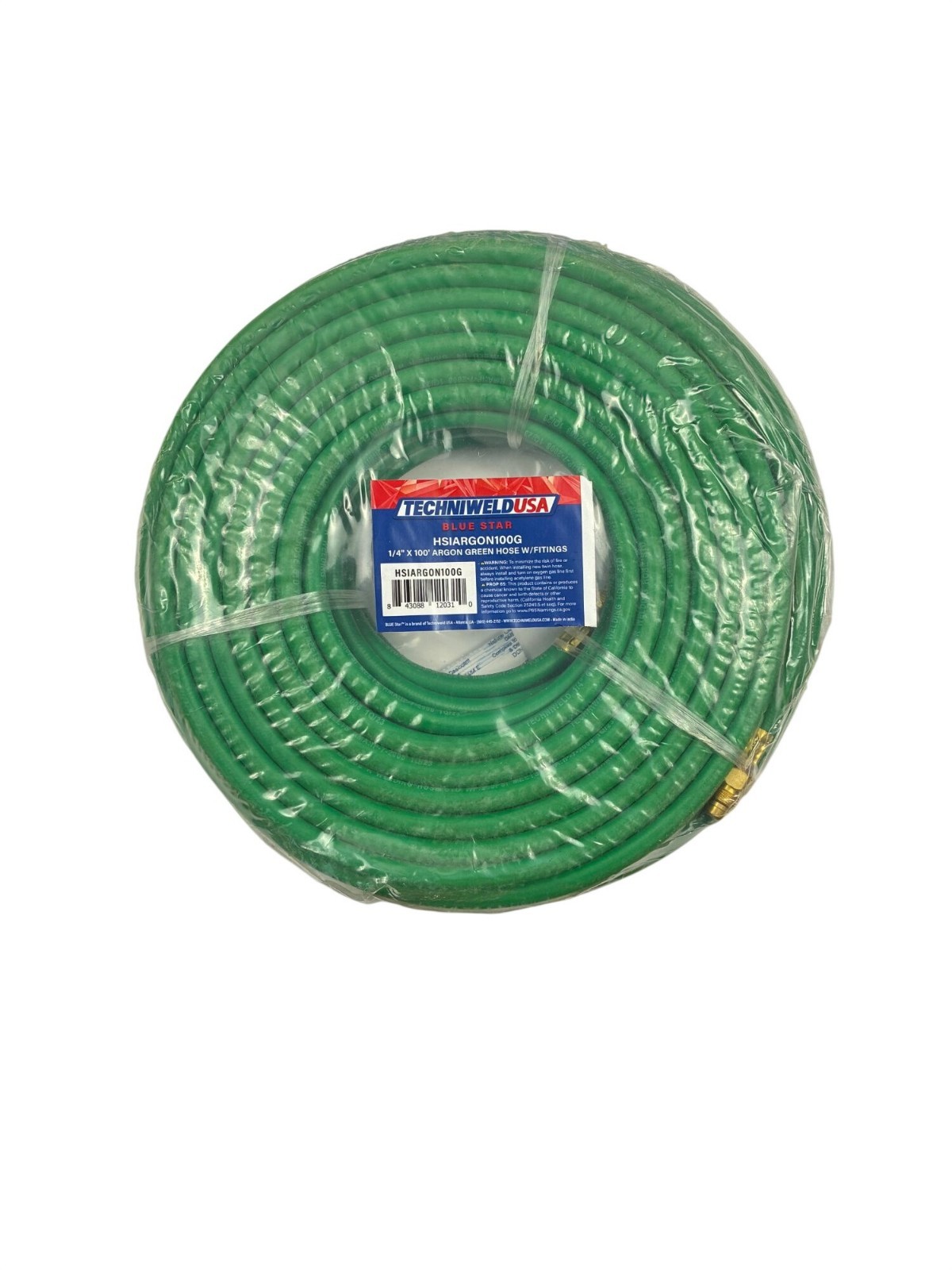 Techniweld USA Blue Star HSIARGON100G 1/4″ X 100 Argon Green Hose With Fittings