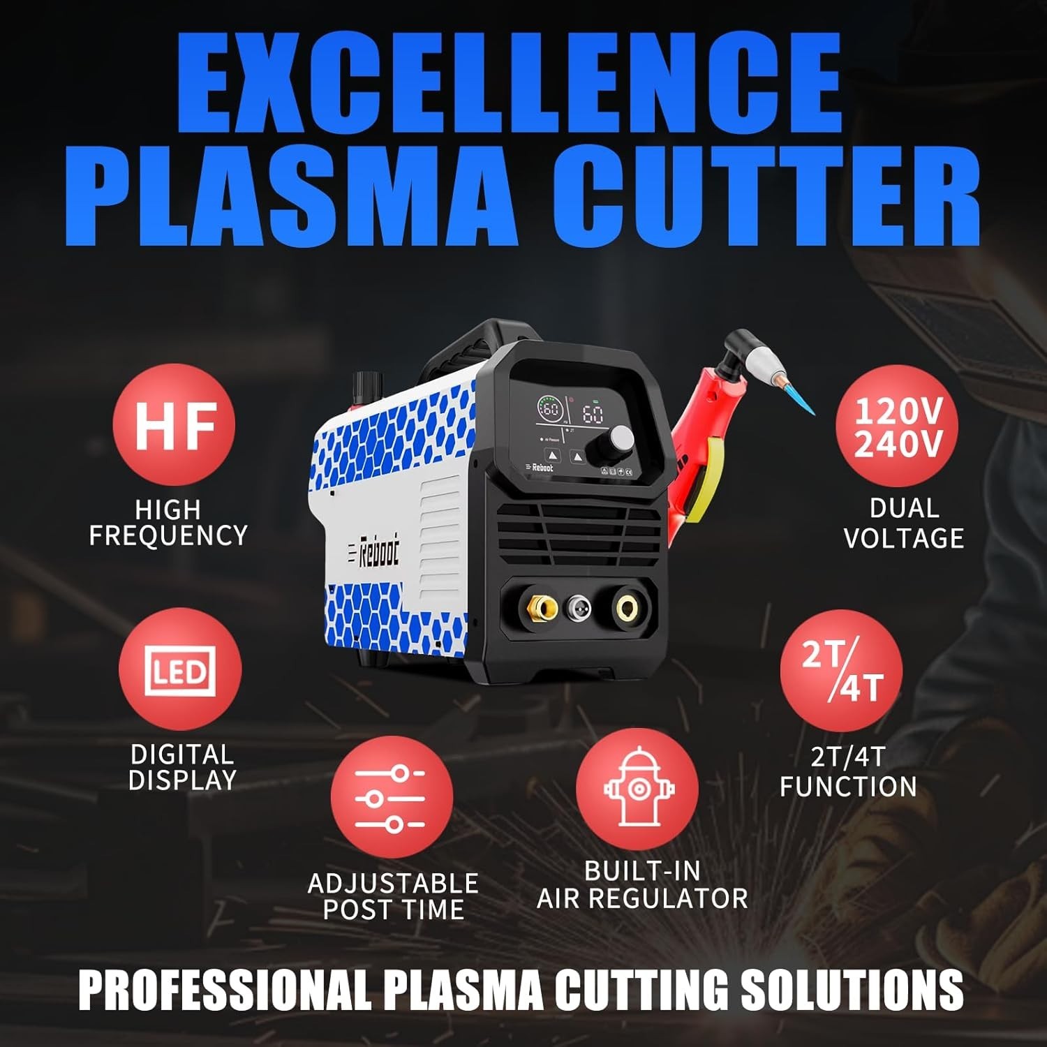 Plasma Cutter, Large Integrated LED Digital Display,IGBT Inverter, RBC6000D Max