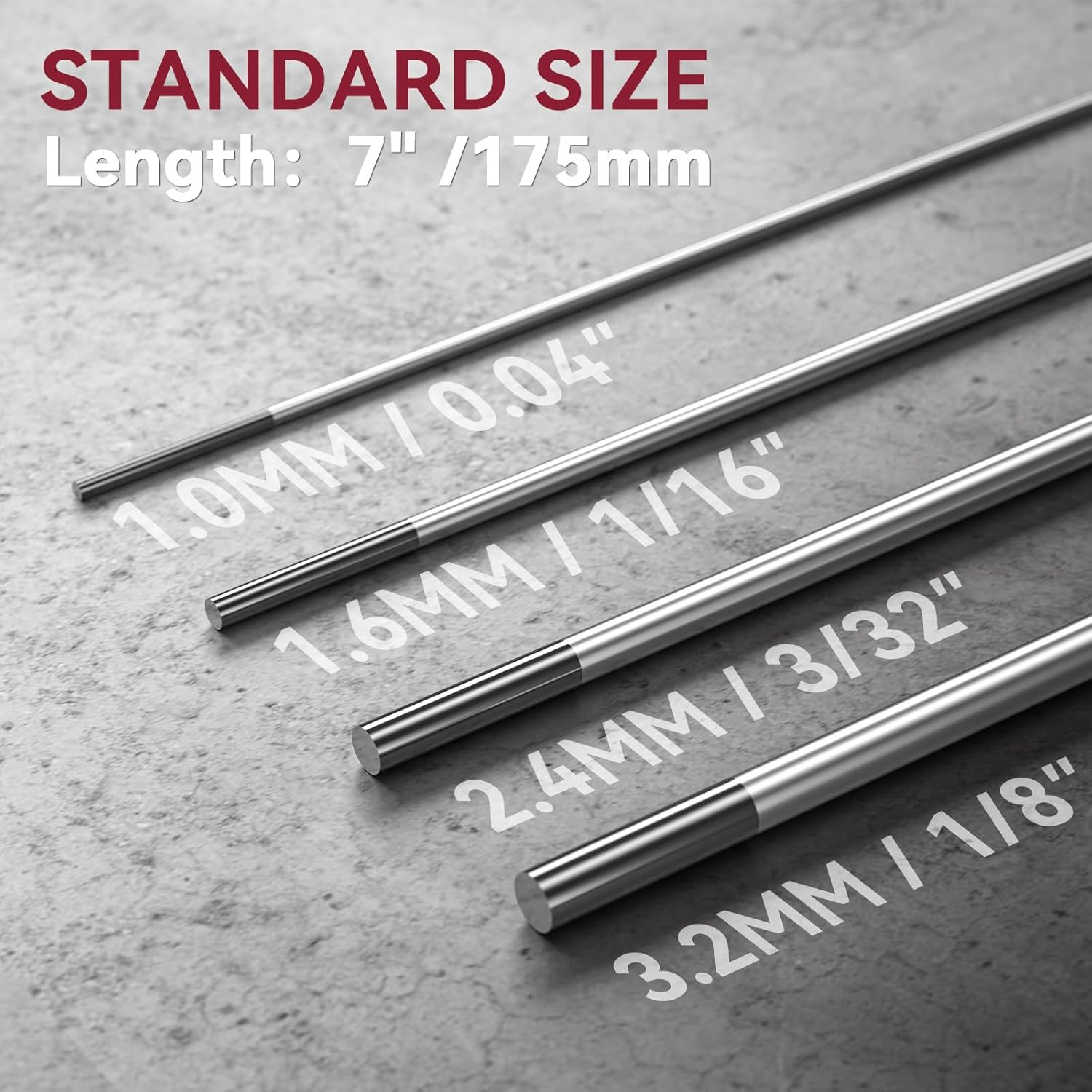 TIG Welding Tungsten Electrode 10-Pack 1/16″x 7″(Grey – 2% Ceriated, WC20/EWCe-2