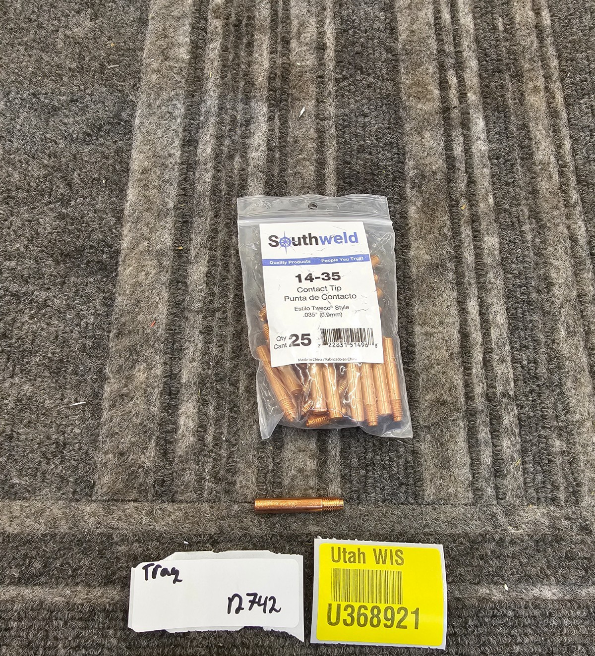 (QTY 25) Southweld 14-35 1/4″-28 UNF Tweco-Style MIG Welding Contact Tips .35″