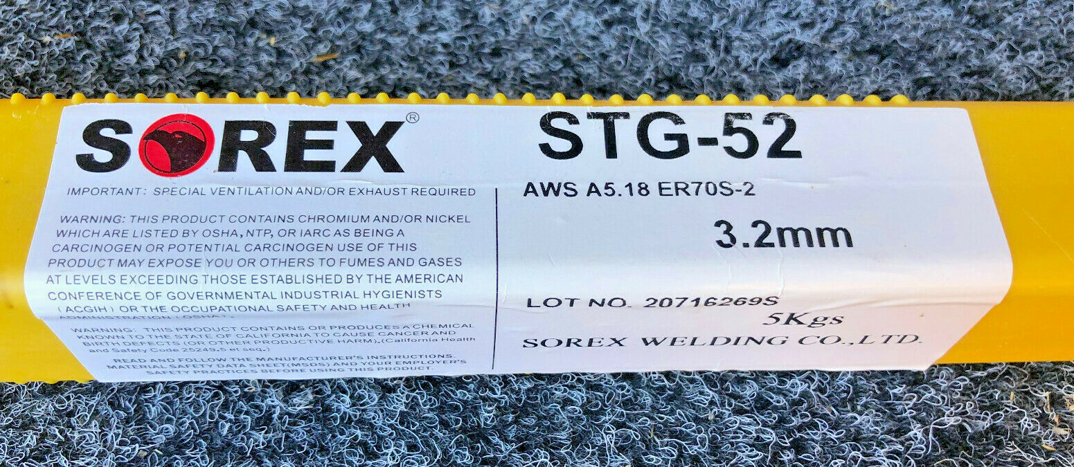 Quality 3.2mm Sorex Steel TIG Filler Rods 5kg – ER70S-2 Solid Wire. Made Taiwan