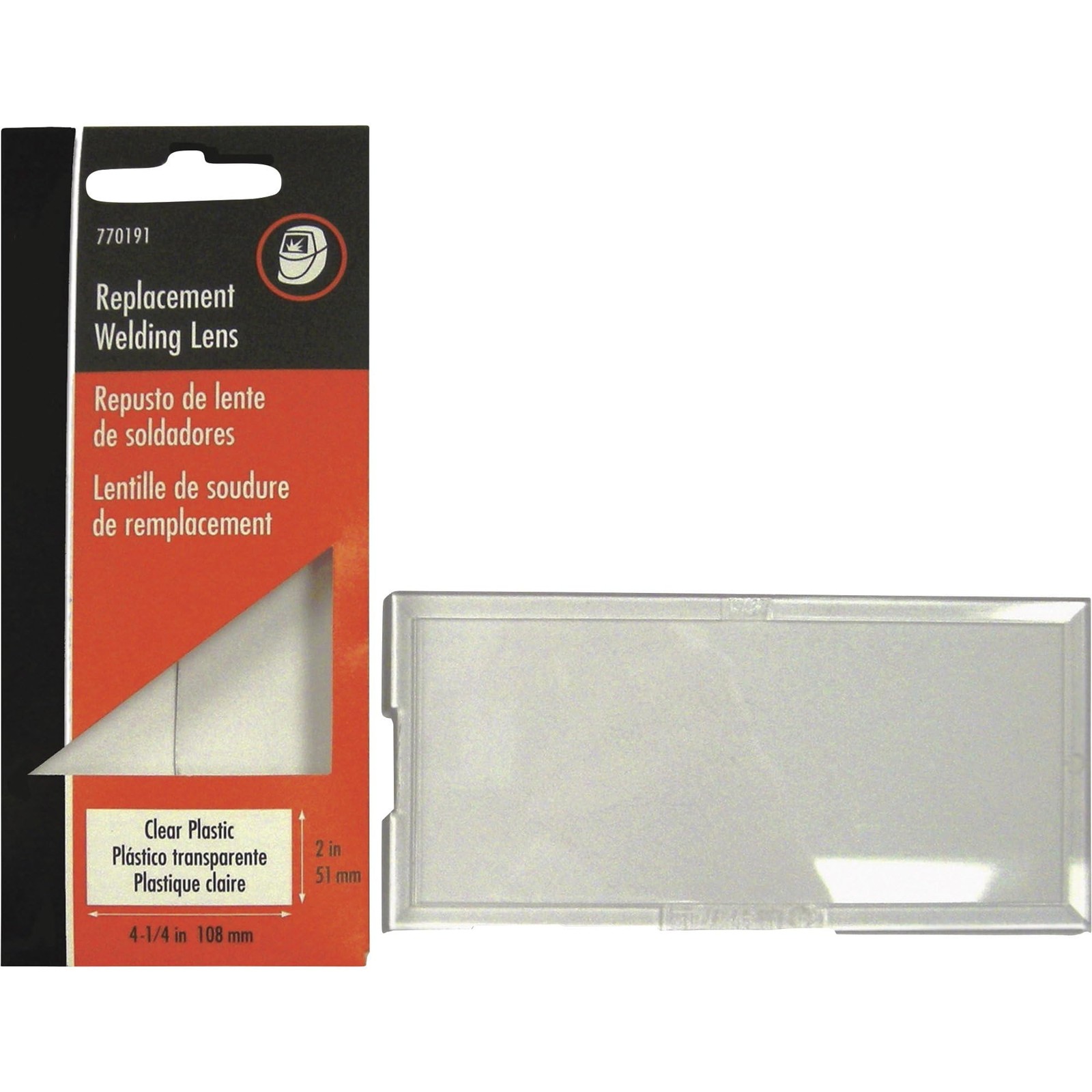 Hobart Welding Helmet Replacement Lens, Clear, 2in. x 4 1/4in., Model# 770191
