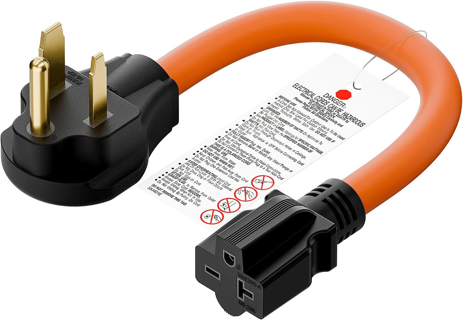 1.5FT Nema 6-50P to 6-15R/6-20R Welder Power Adapter Cord, 6-50P 50-Amp to 6-20R