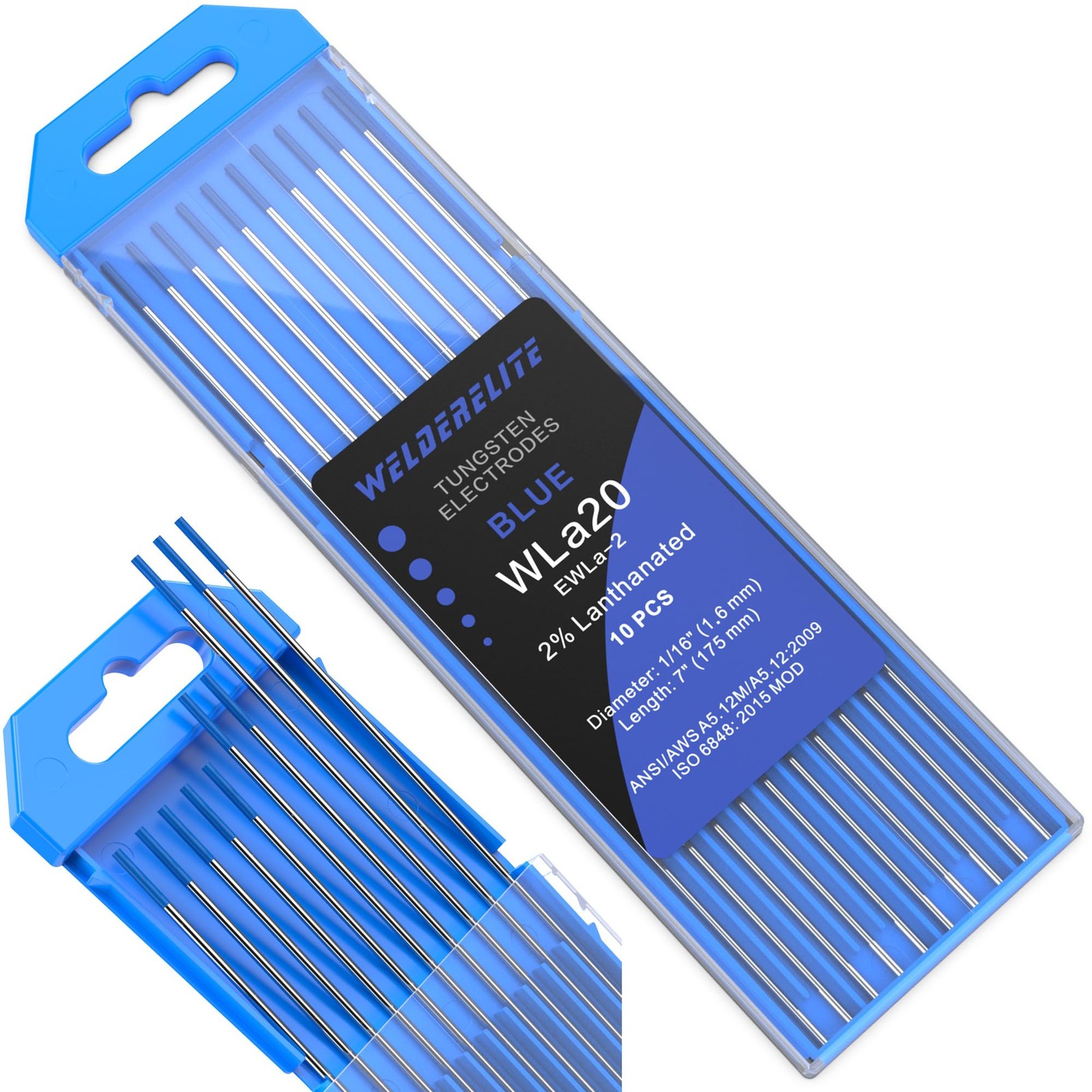 TIG Welding Tungsten Electrode 10 Pack 1/16″ × 7″ (Blue – 2% Lanthanated, WL2…