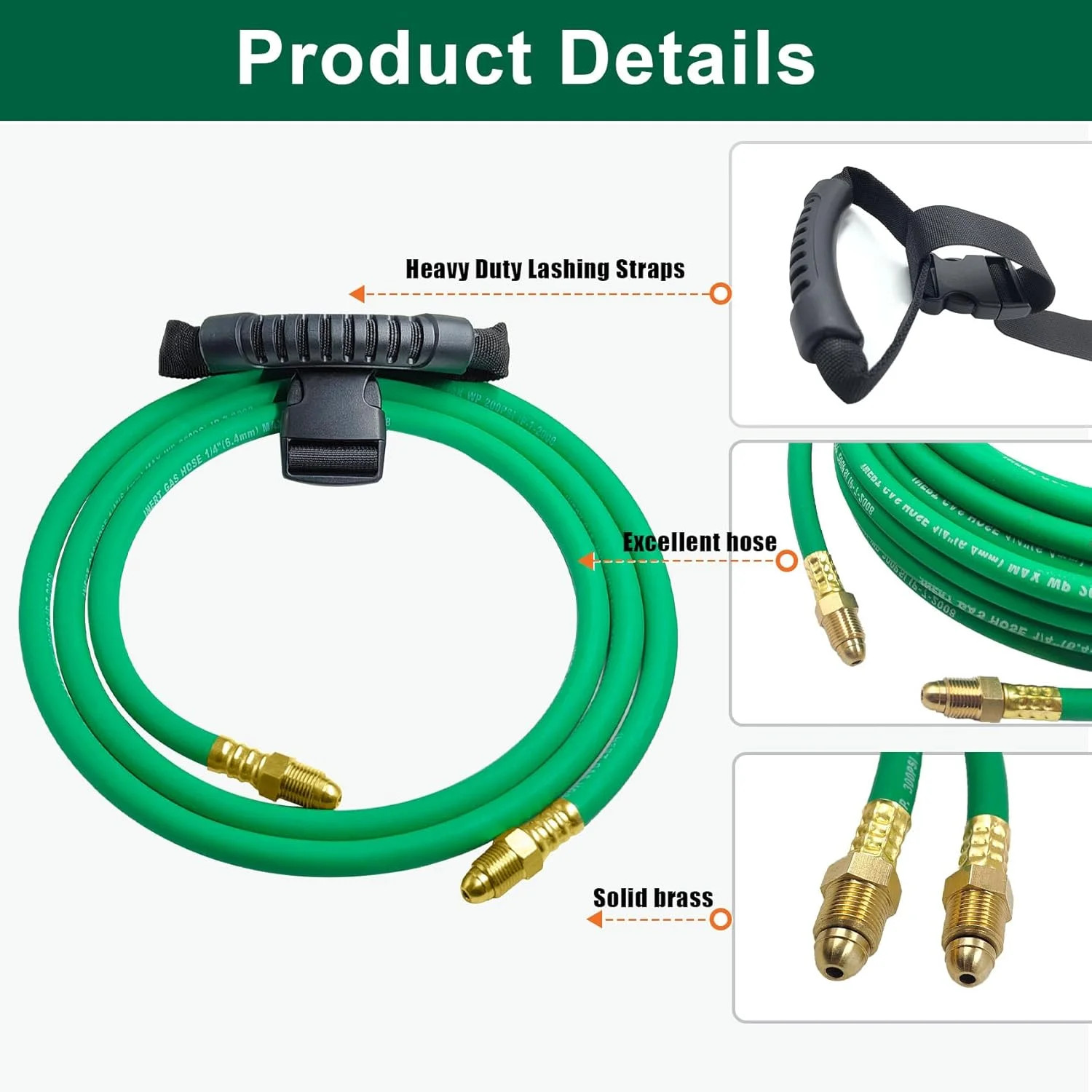 6.56FT Argon Gas Hose, Inert Gas Welding Hoses for MIG/TIG Welding Regulator (5F