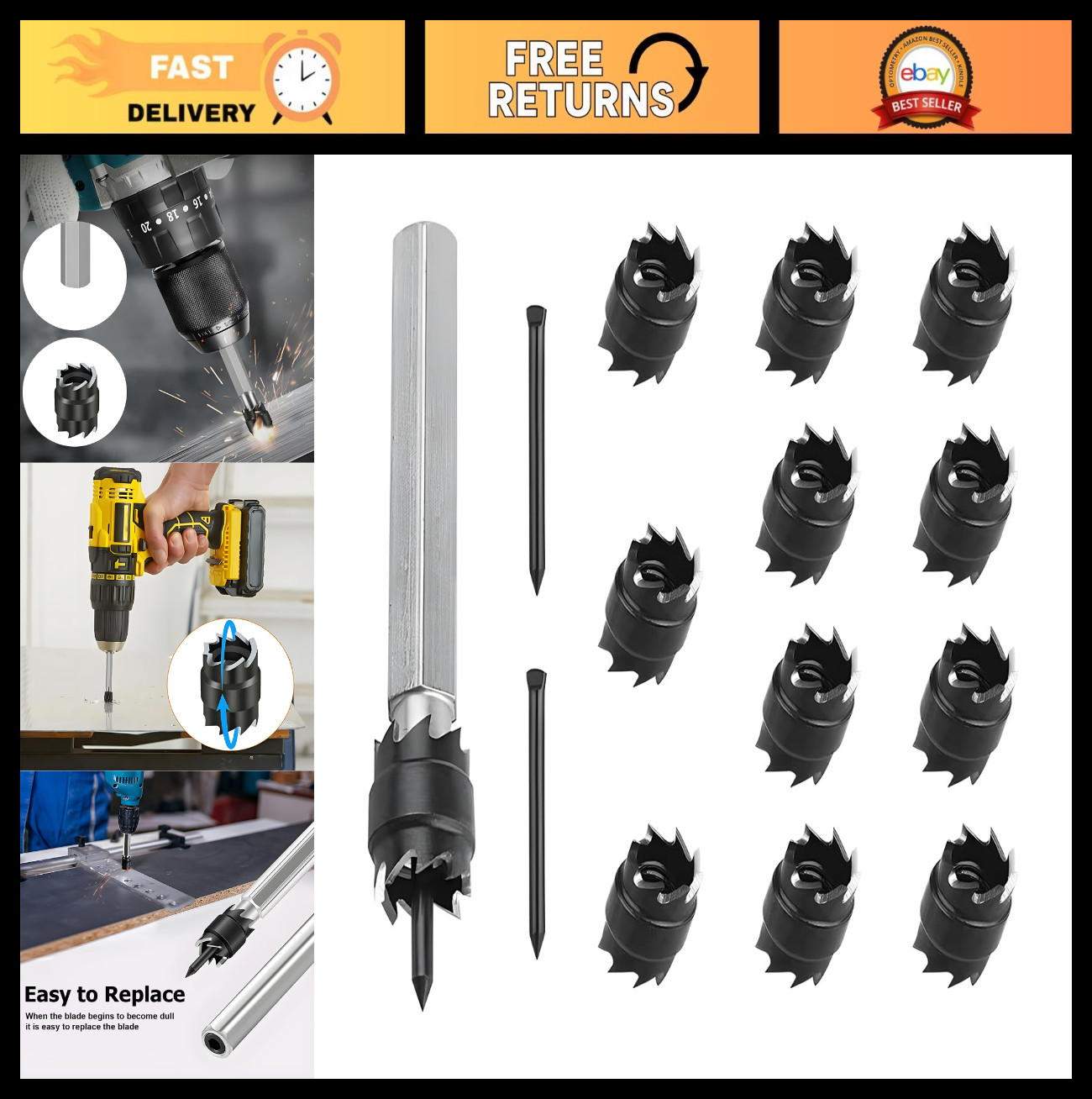 14PCS Car Spot Welder Cutter Set, 3/8″ HSS Welding Hole Remover Drill Kit, Unive
