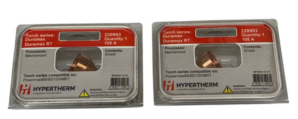 LOT OF 2 Hypertherm 220993 Mechanized Shield 105 A Duramax Rt For Powermax65-85