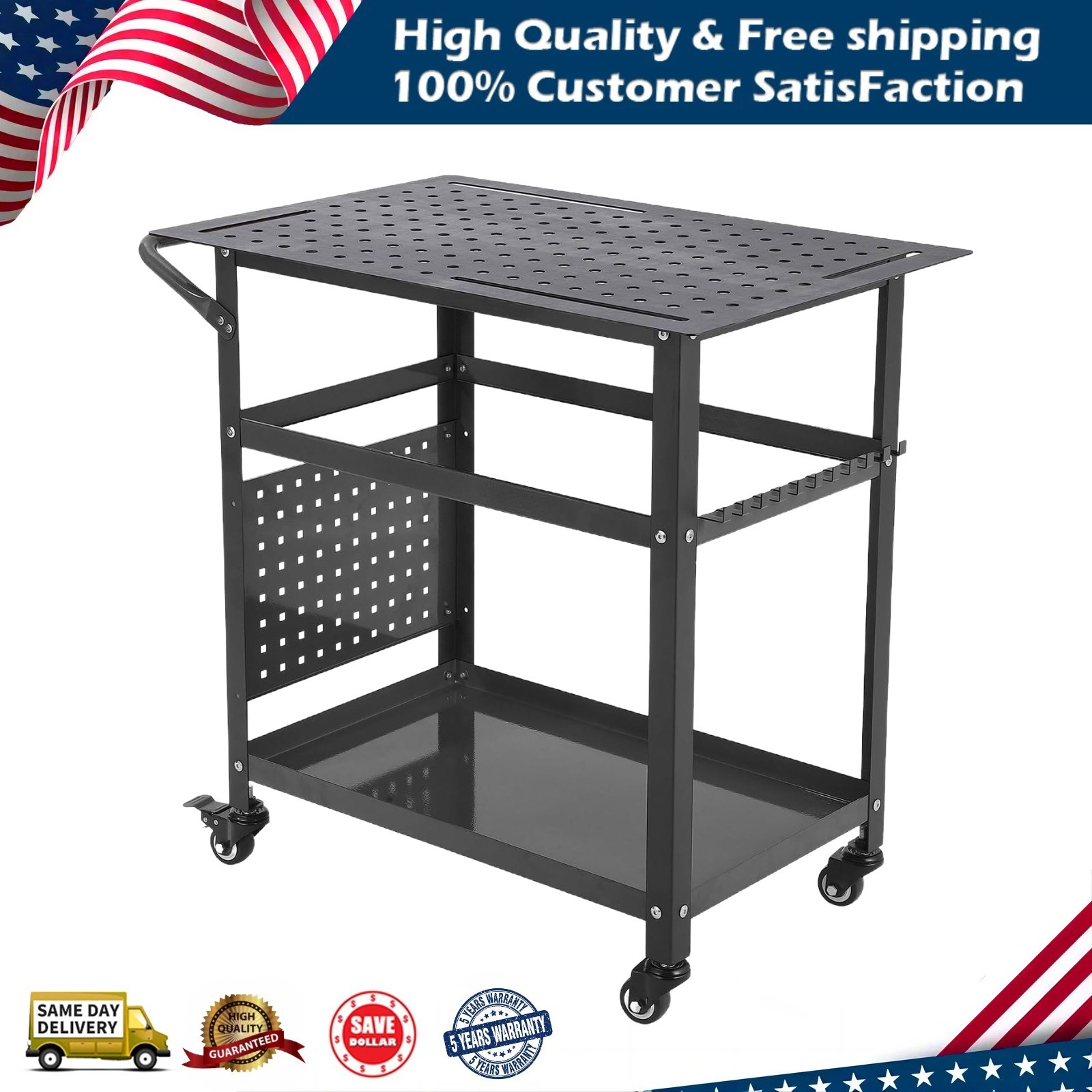 36×24″ Welding Table Heavy Duty Steel Welding Fixture Table 5/8″ Holes &Pegboard