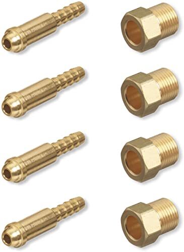 Argon Nut & Nipple x 1/4″ Hose Barb, Mig Tig Welding Fitting Inert Gas, 4 Sets