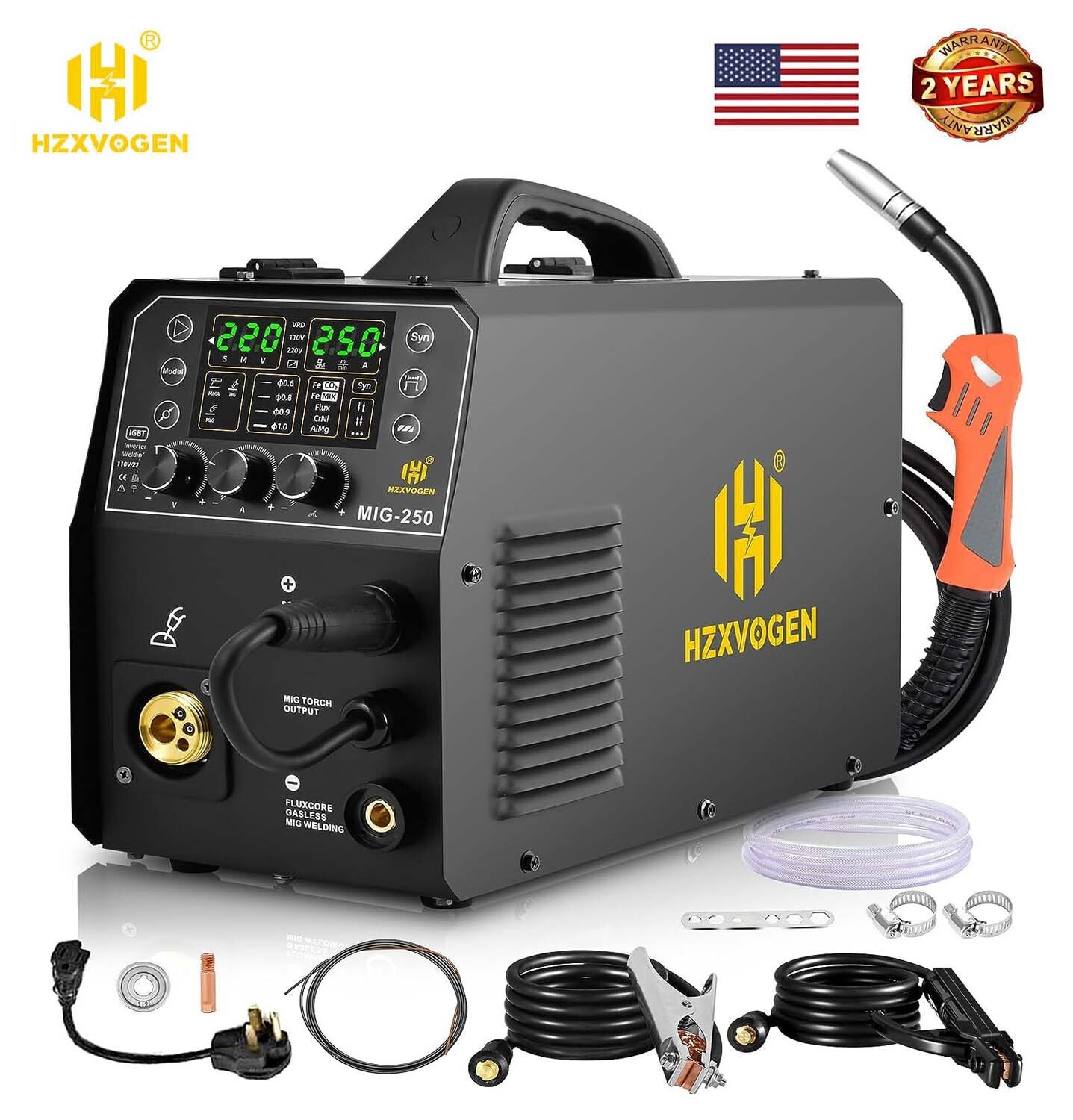 6-IN-1 Aluminum MIG Welder 250A Lift TIG/Stick IGBT MIG Welding Machine 110/220V