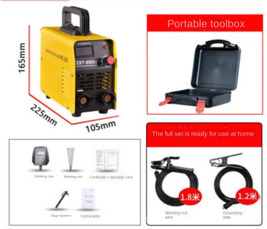 ZX7-250C Portable Mini Arc Welding Machine Handheld Pure Copper IGBT Inverter