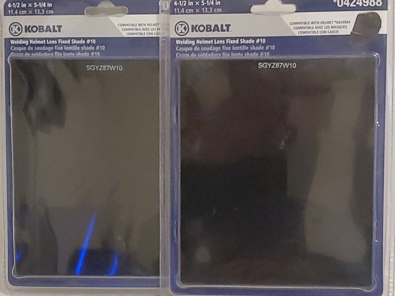 Kobalt Welding Helmet Lens Fixed Shade #10 Compatible with 0424988 Lot of 2