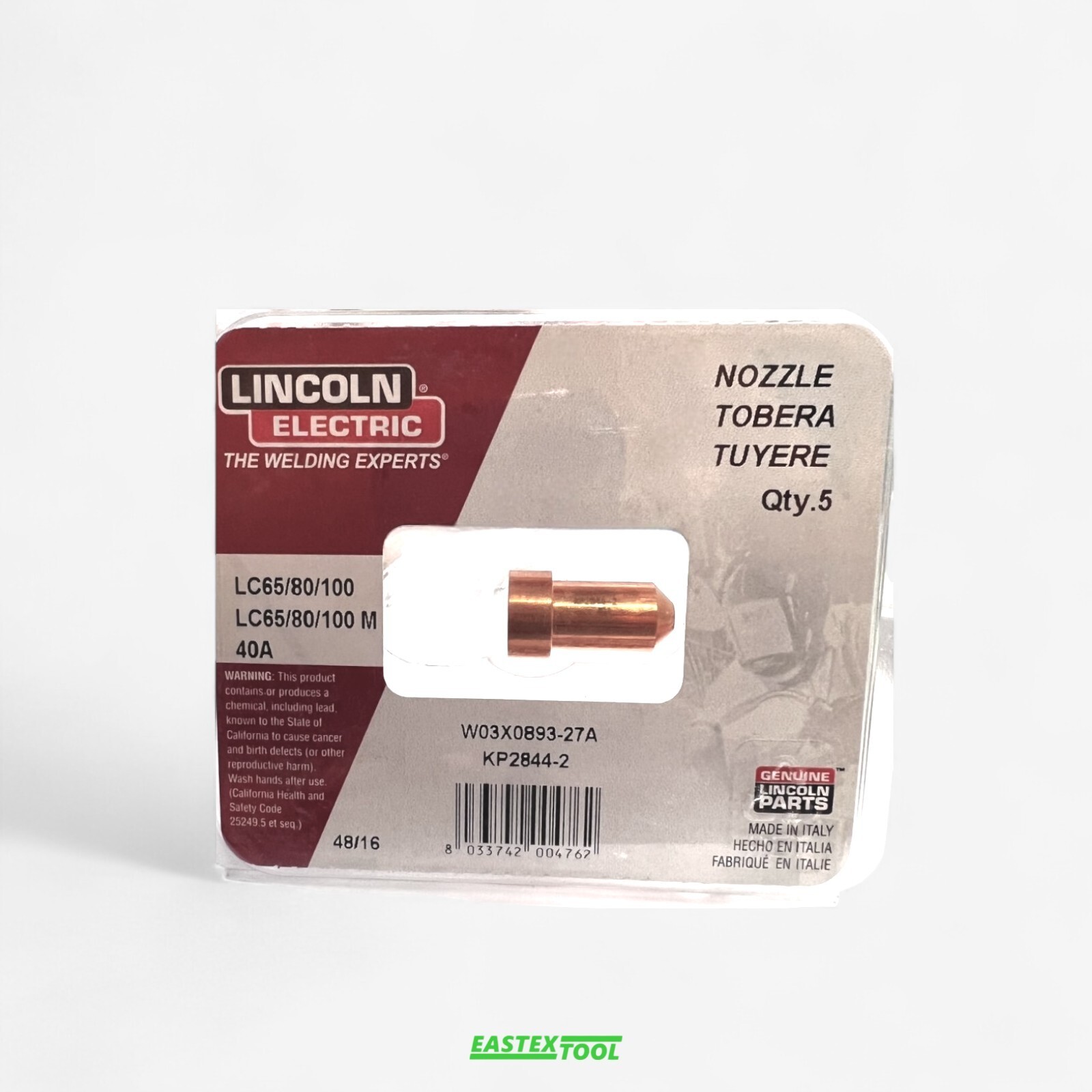LINCOLN TOMAHAWK KP2844-2 1000 PLASMA 40 AMP NOZZLE 5-PK
