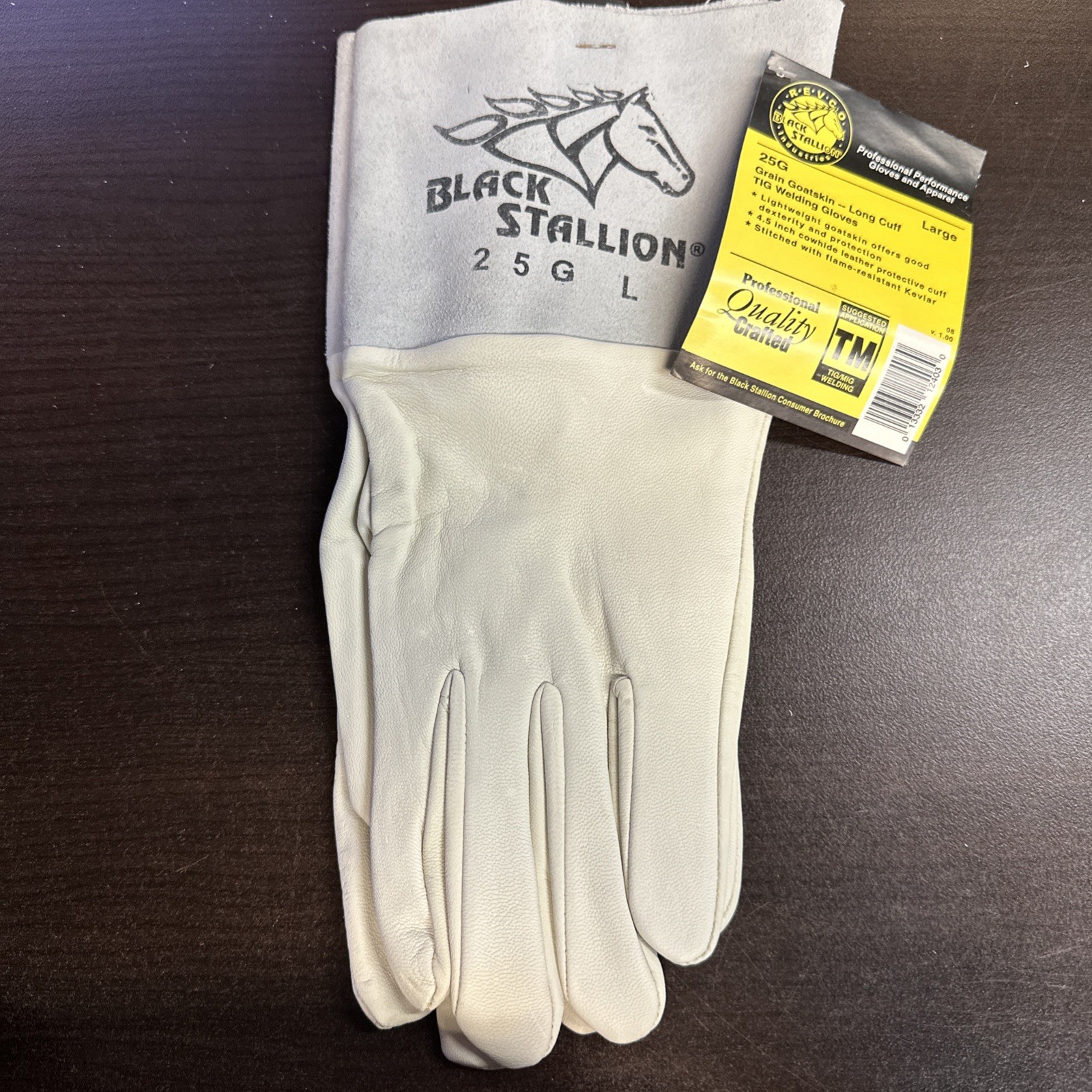 Black Stallion 25G L Long Cuff Grain Goatskin TIG Welding GLOVES Large
