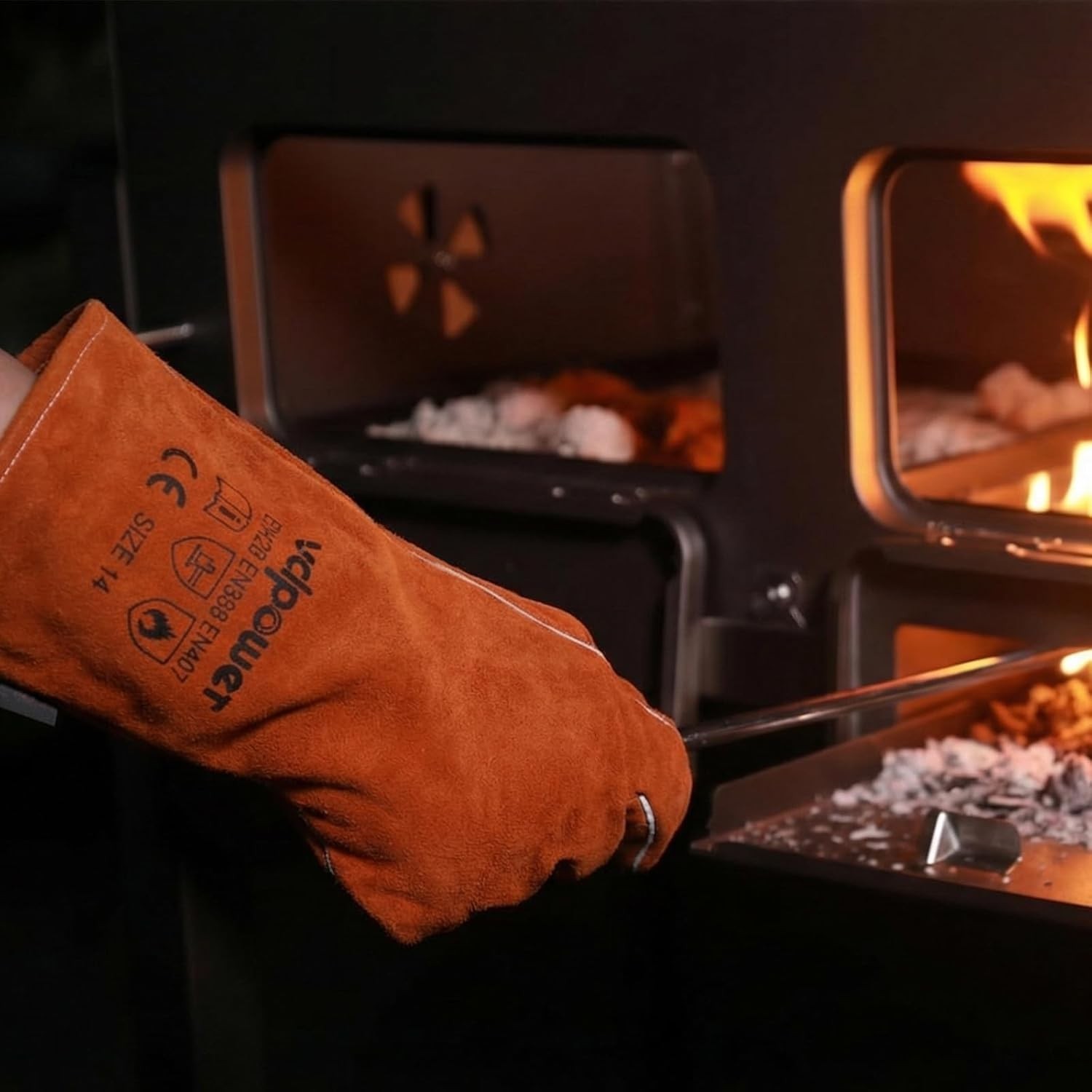 Welding Gloves Fire Heat Resistant 14IN Fireproof Leather for Welding Fire Pi…