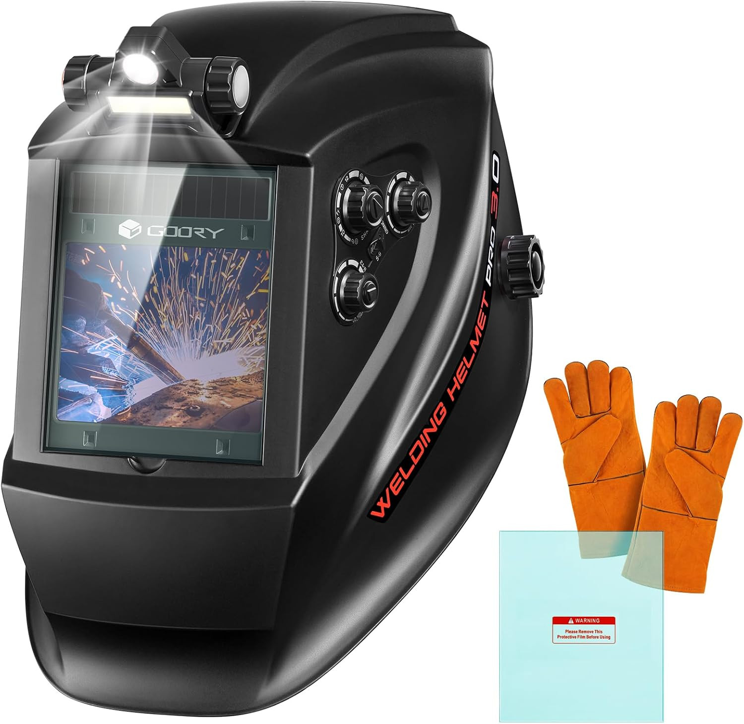 Large View Auto Darkening Welding Helmet, 1/1/1/1 True Color Solar Powered Welde