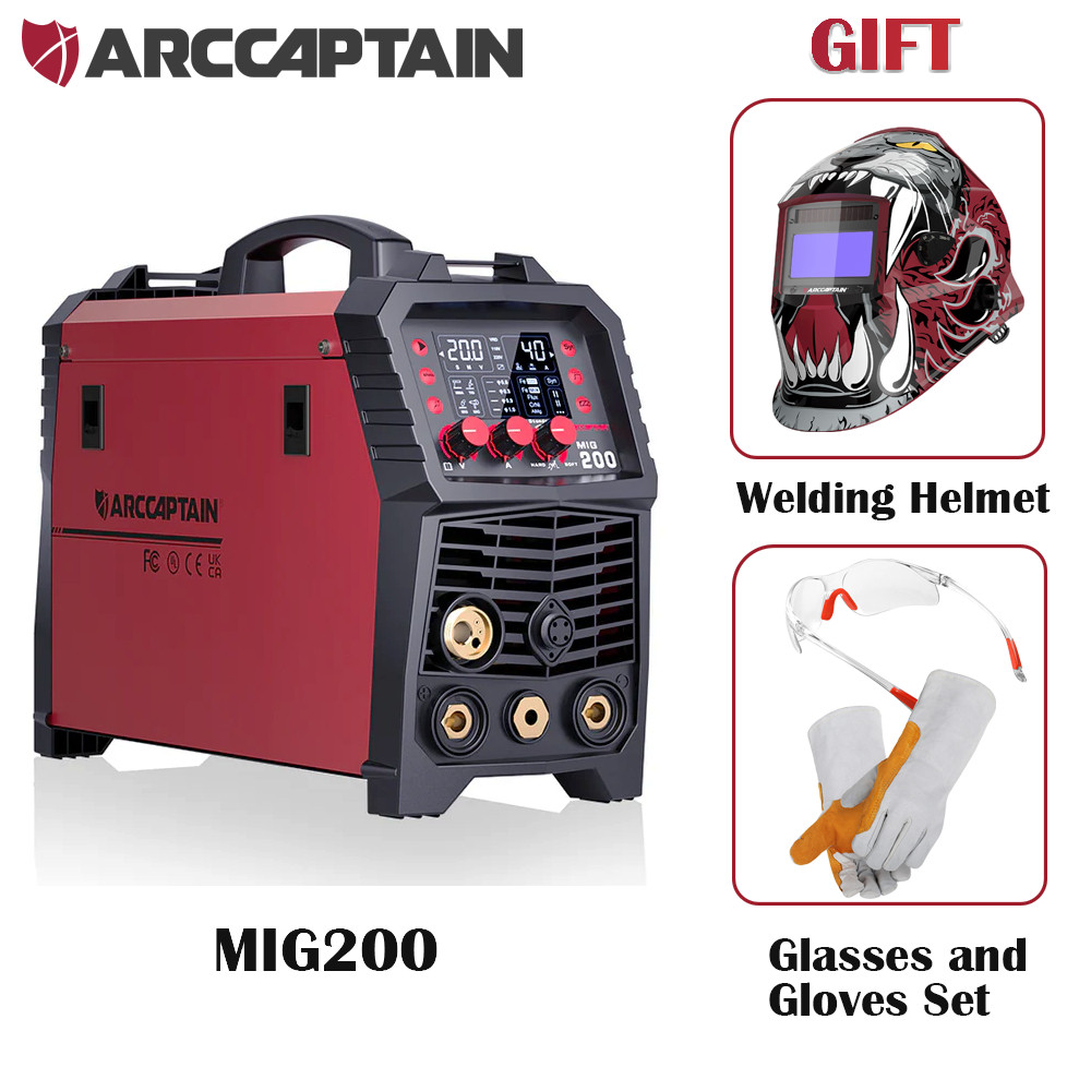 ARCCAPTAIN 6IN1 MIG Welder 200A Multi Process w/Gasless Flux Core Stick Lift TIG