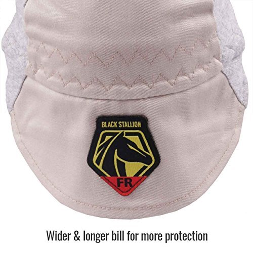 Black Stallion AH1630-GS, FR Cotton Welding Cap, Gray/Stone Khaki, Small