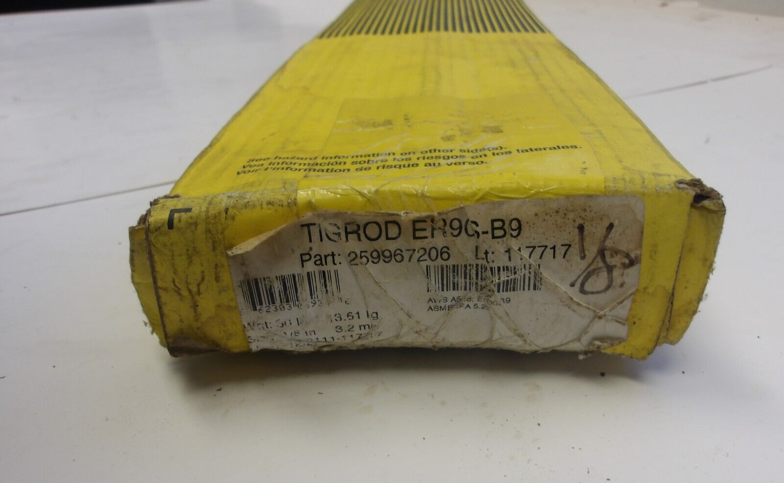ESAB P/N:ER90S-B9 TIGROD 1/8″ 30LBS WELDING RODS