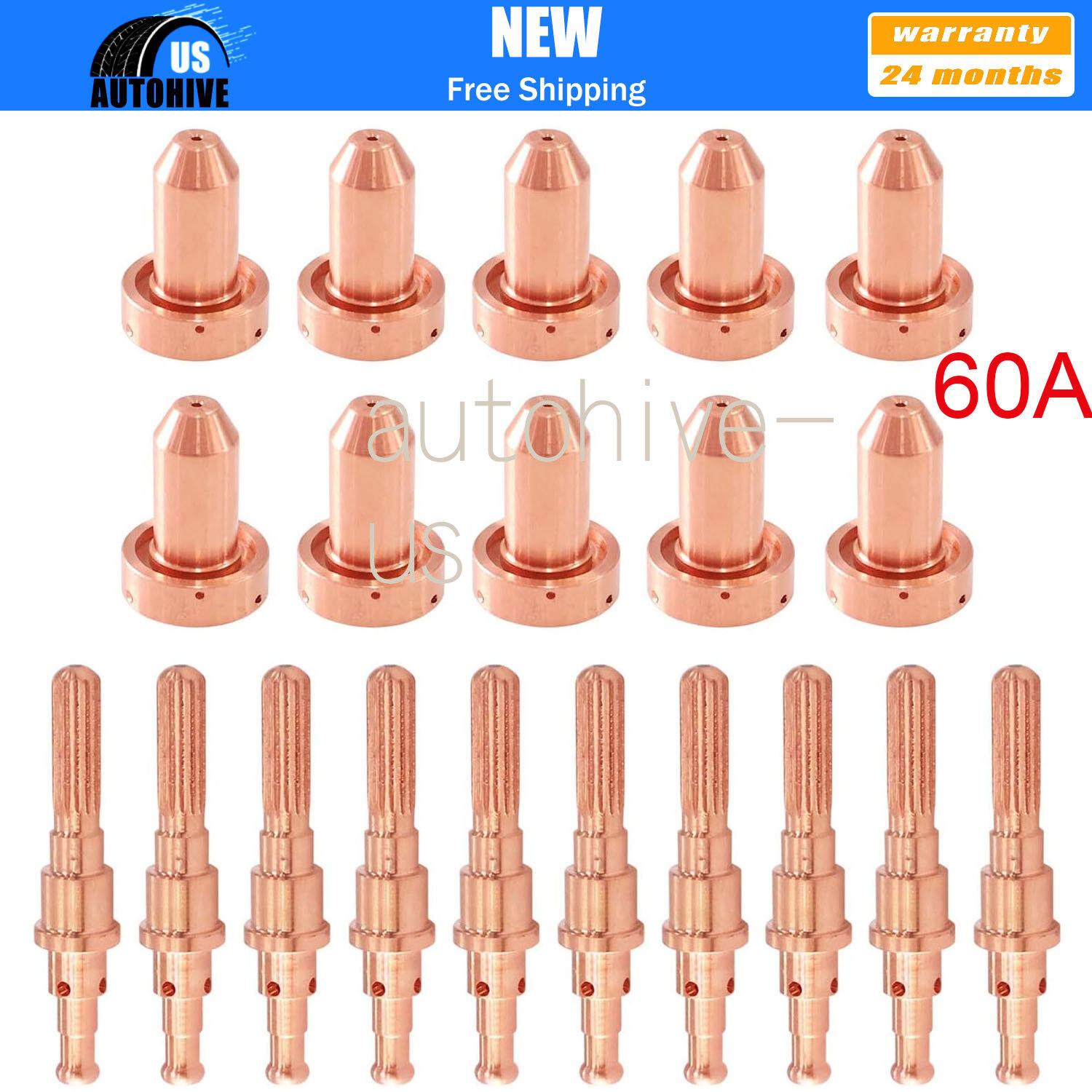 20Pcs 60A Plasma Consumables for Thermal Dynamics SL60-SL100 PK20 9-8215 9-8210