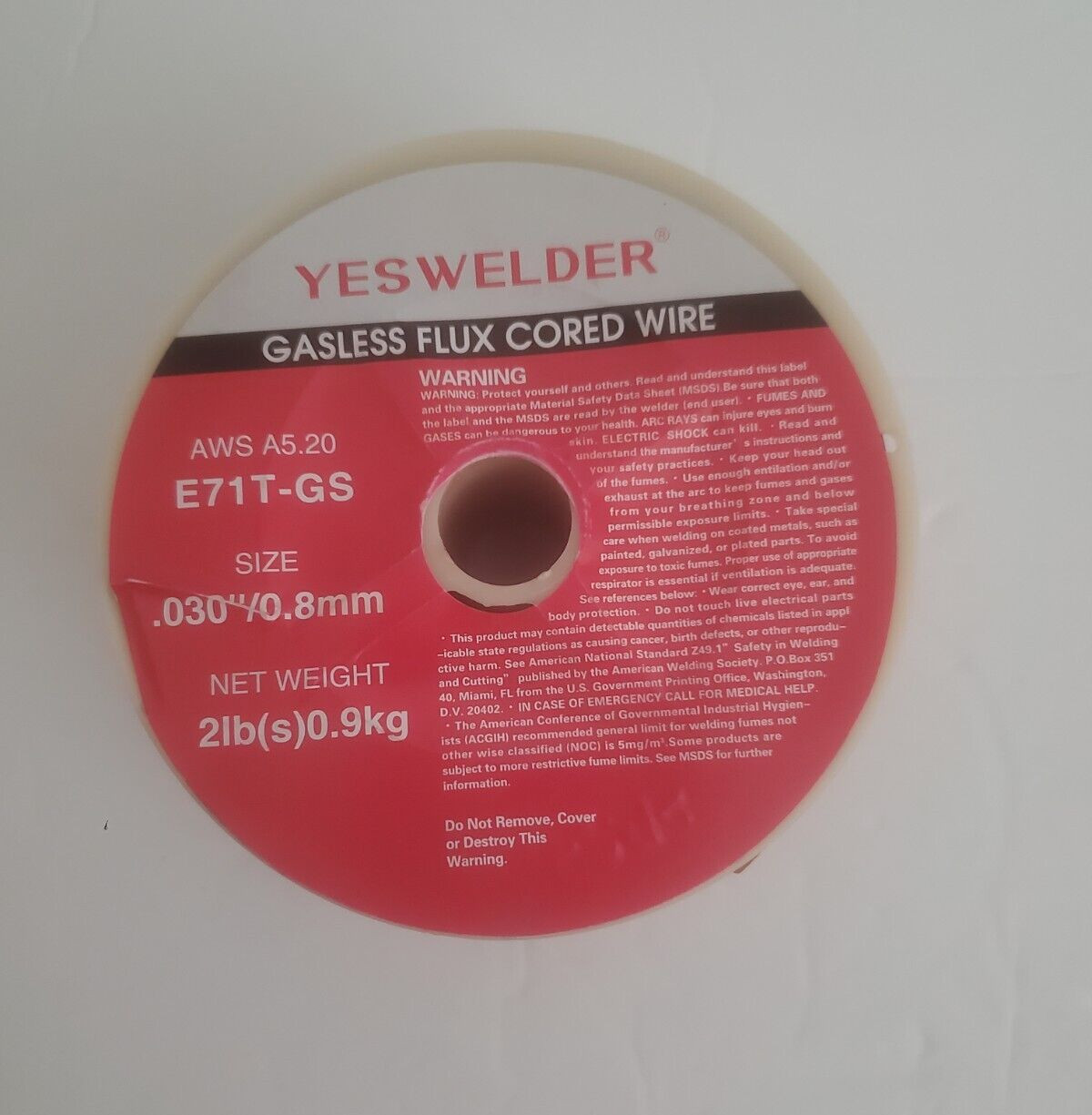 Yeswelder AWS A5.20 Gasless Flux Cored Wire E71T-GS 2lb .030″/0.8mm