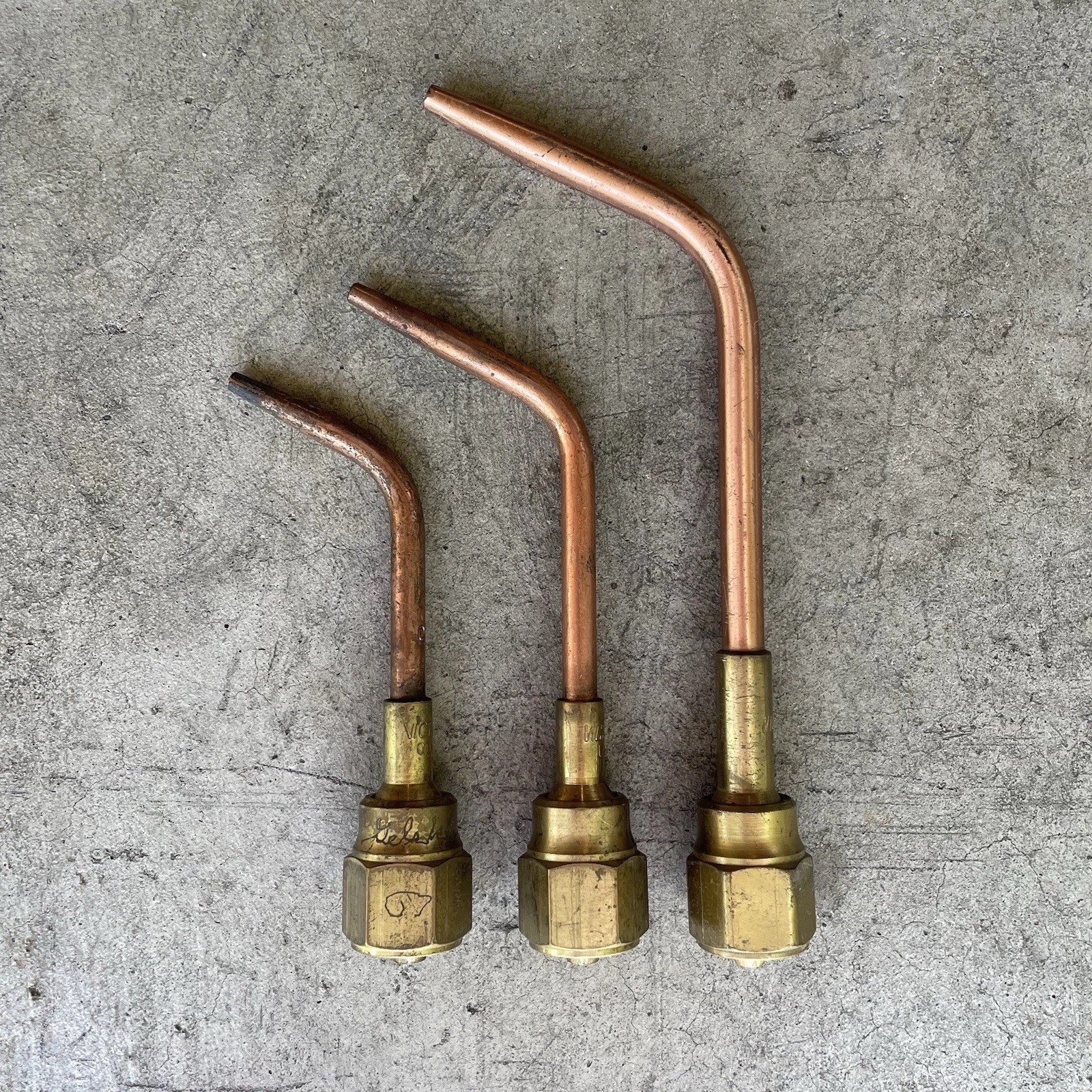 Lot of 3 Genuine Victor Welding Brazing Torch Nozzle Tips 00-W, 1-W, 3-W