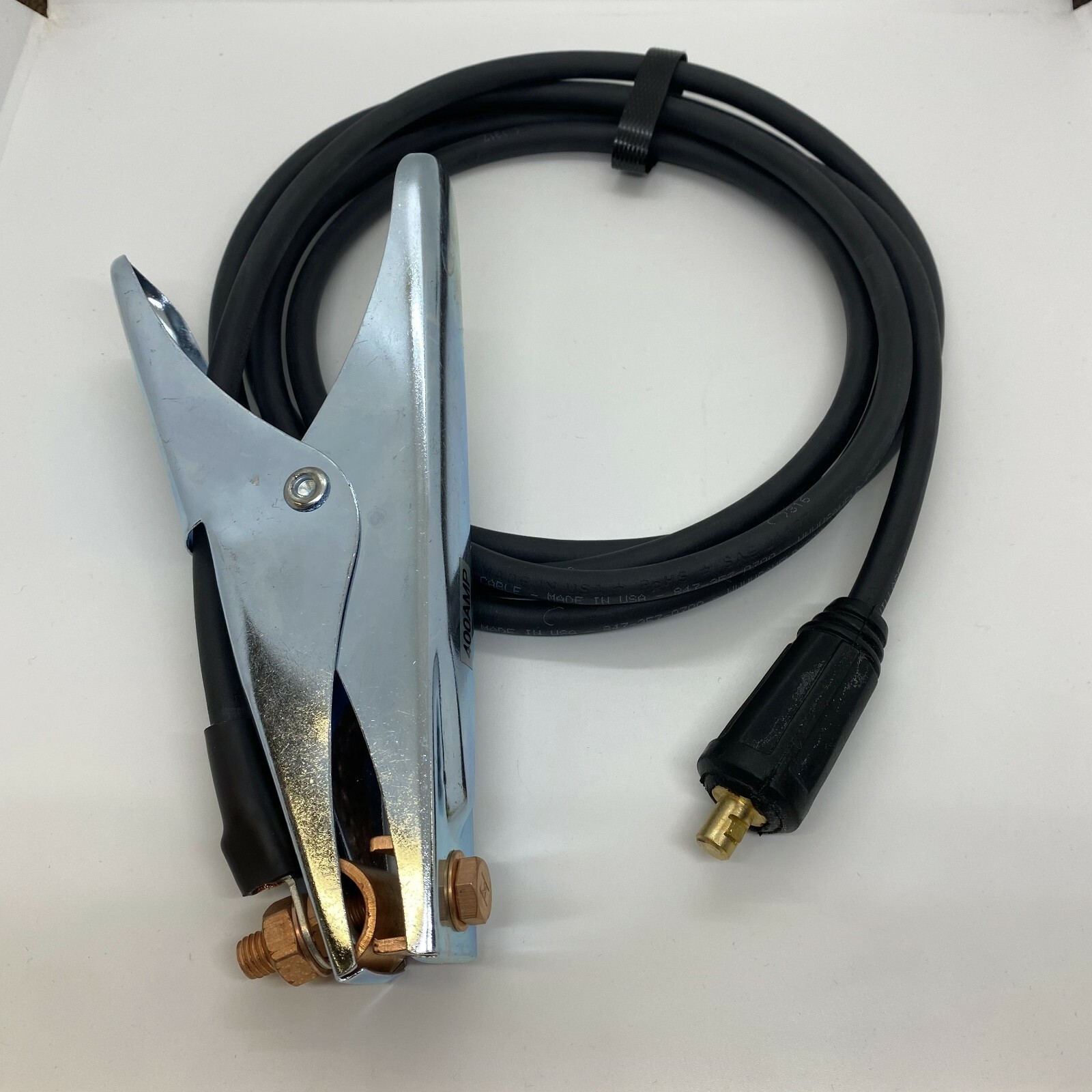10′ HTP 200 amp #4 AWG Ground Cable Clamp Assy Miller Lincoln Esab 25 Dinse 3/8″