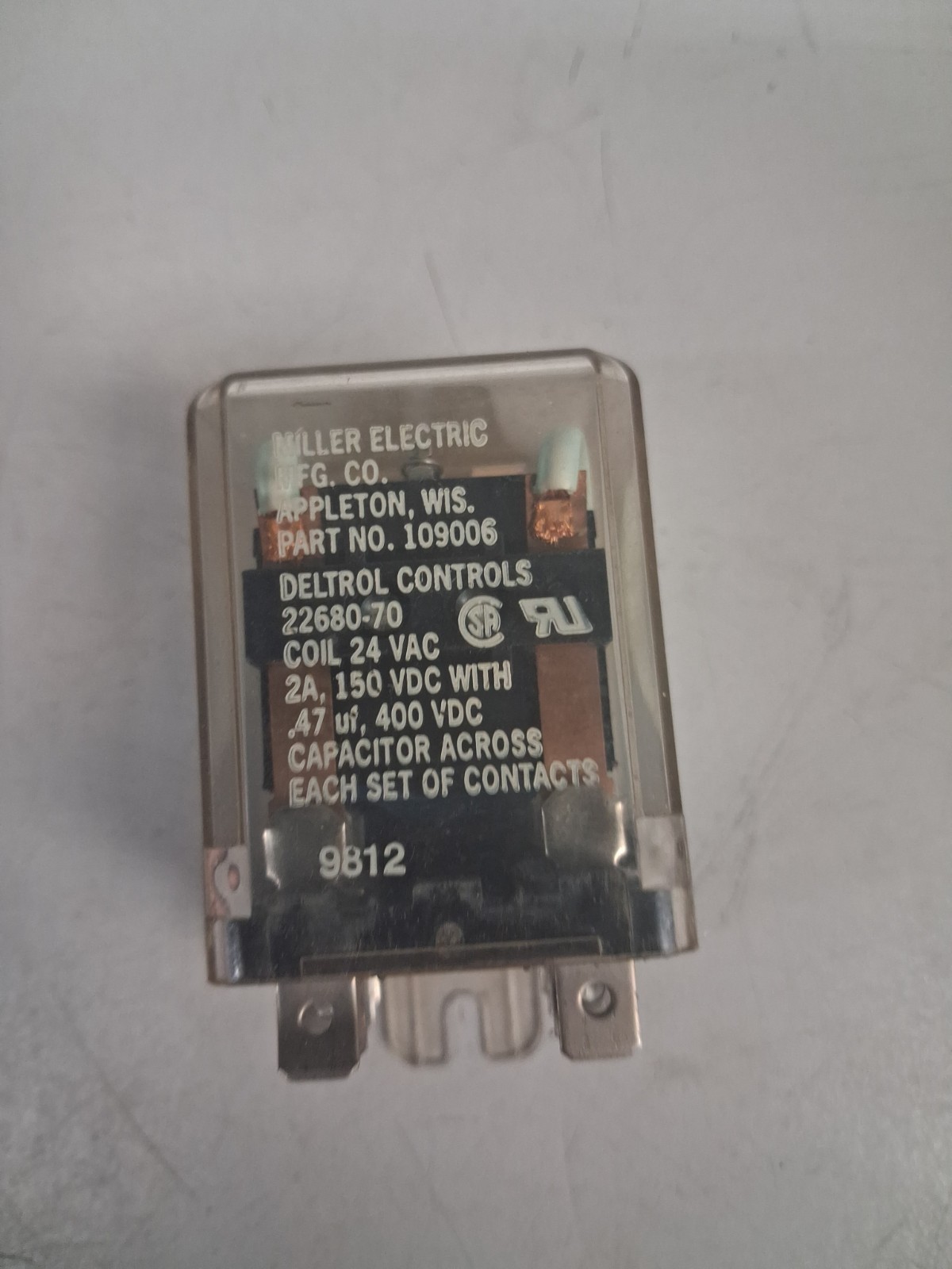 109006 RELAY 24V AC 2PDT Replacement Part For Miller MM200 & S52,54 Wire Feeders