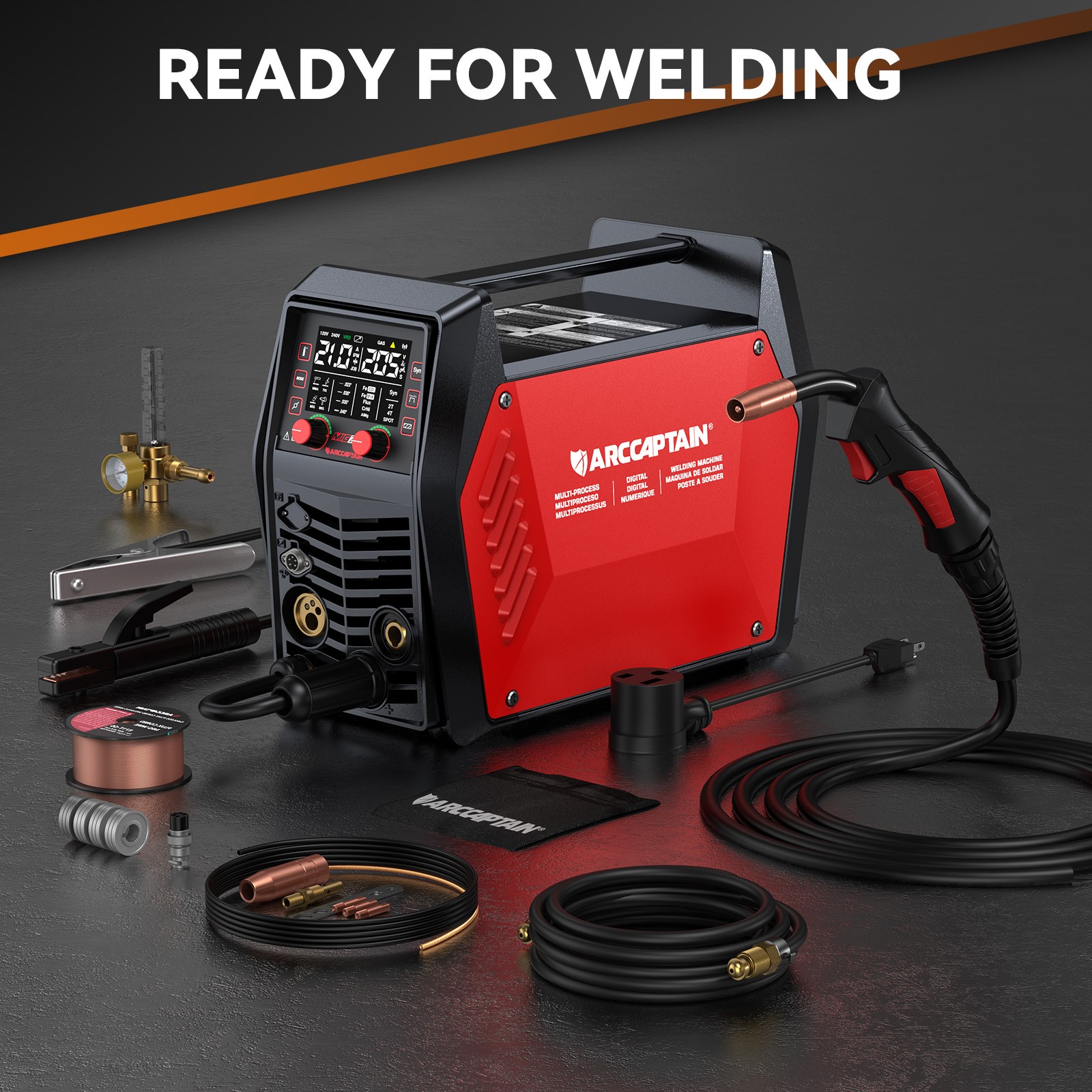 2026 ARCCAPTAIN 205A 6-in-1 MIG Welder, APP Control, 120V/240V with Spool Gun