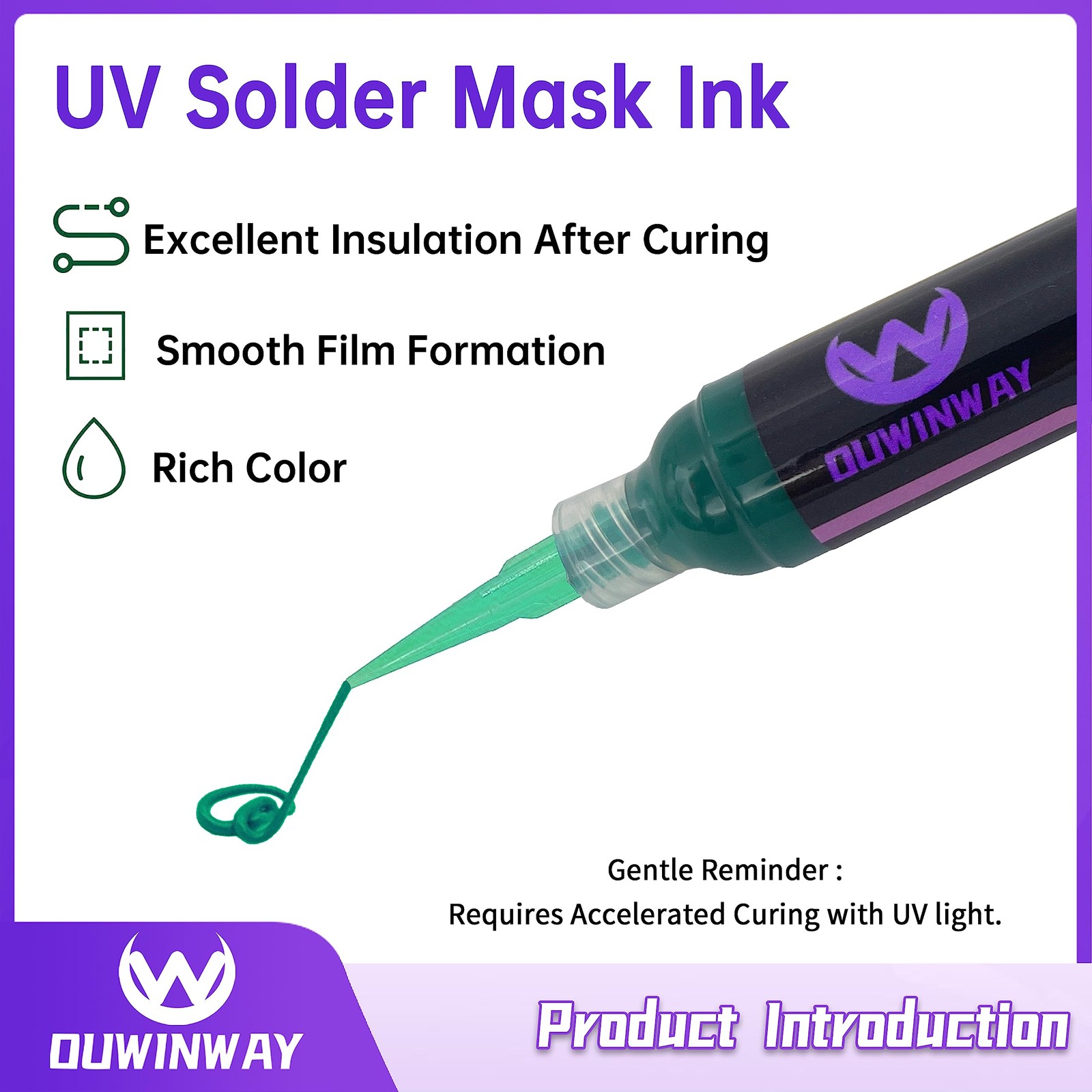 Ouwinway 1-pack UV Curing Green Solder Mask, Mask 1-PACK