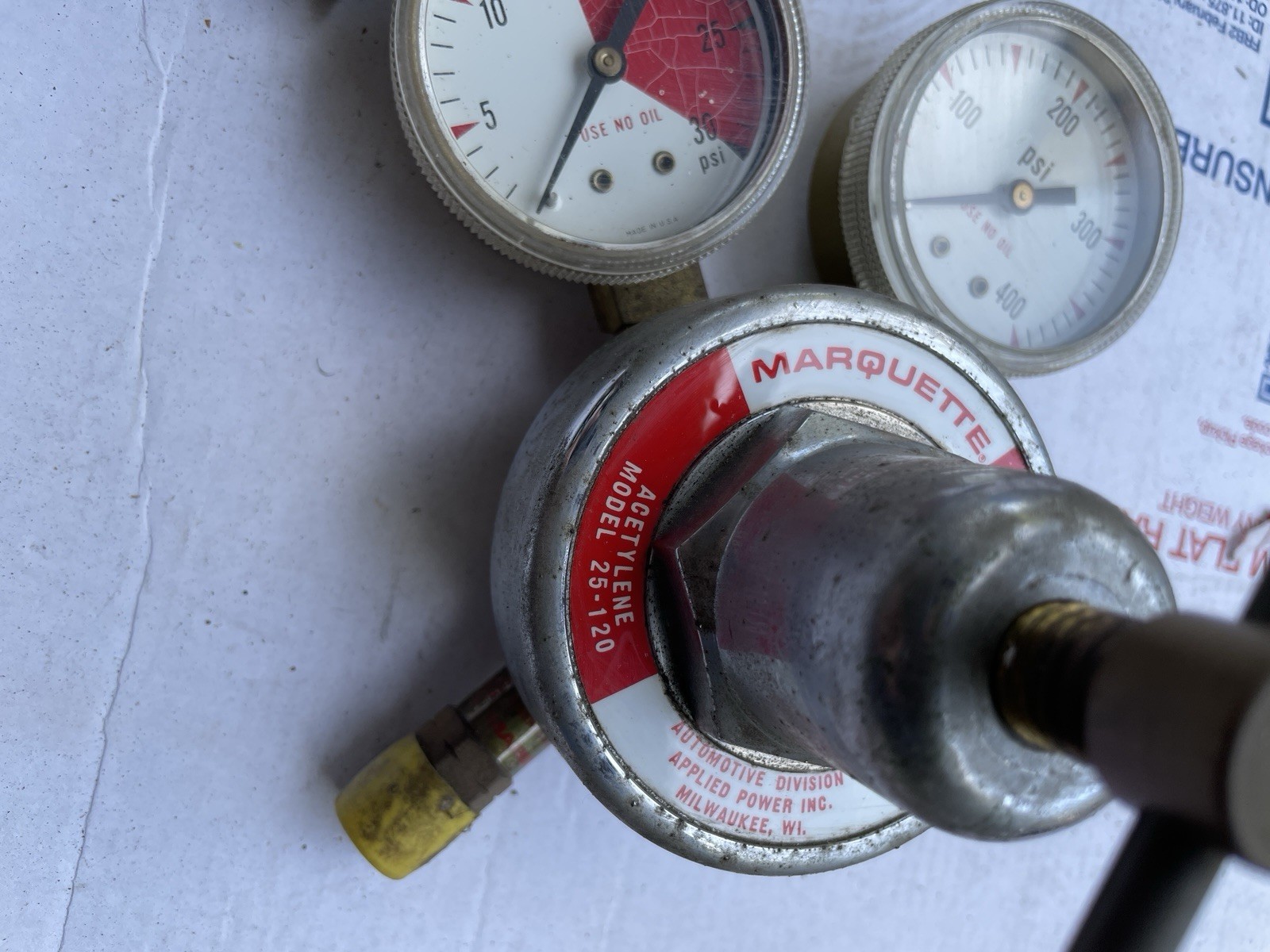 25-120 Marquette Acetylene Compressed Gas Regulator Model: 25-120