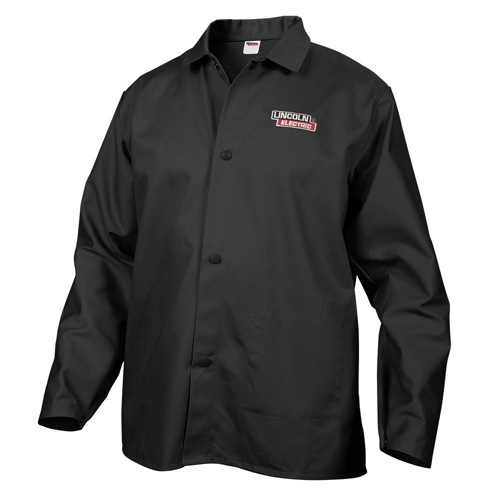 Flame-Resistant Welding Jacket, Black, Heavy-Duty, Durable, Safety Gear, Size Op