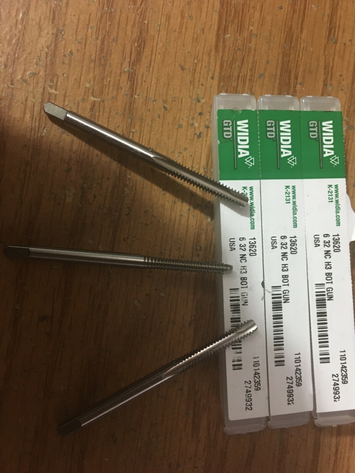 (3) 5302/13620 #6-32 Uncoated 2 Flute H3 HSS Full Bottom 1-2 Pitch Spiral Point