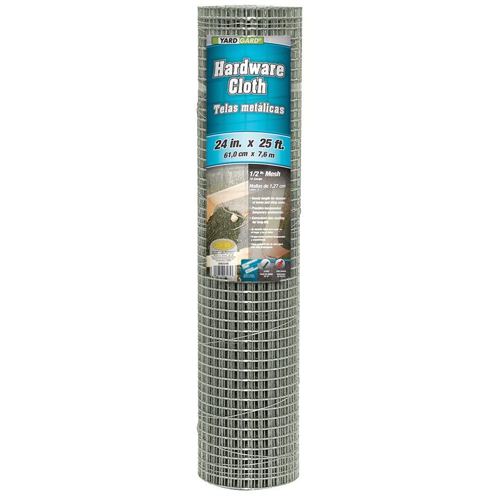 YARDGARD Hardware Cloth 1/2 Inch Mesh 24 Inch X 25 Foot 19 Gauge Galvanized
